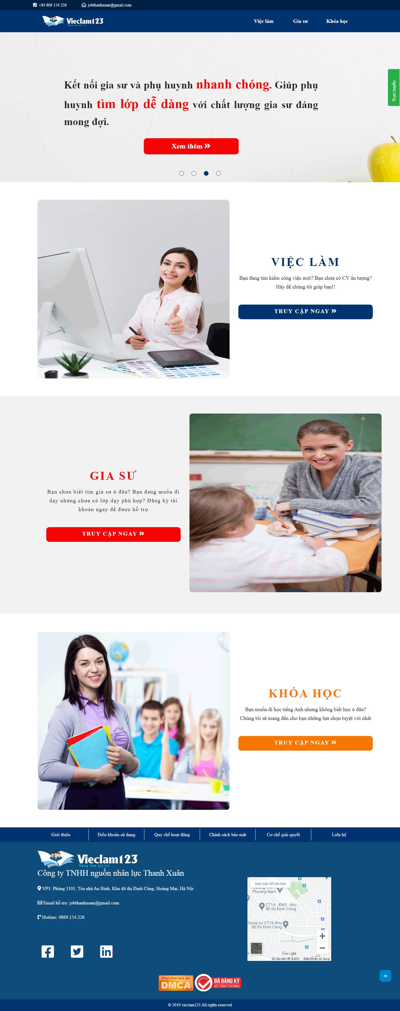 Thiết kế Website Web học trực tuyến - vieclam123vn