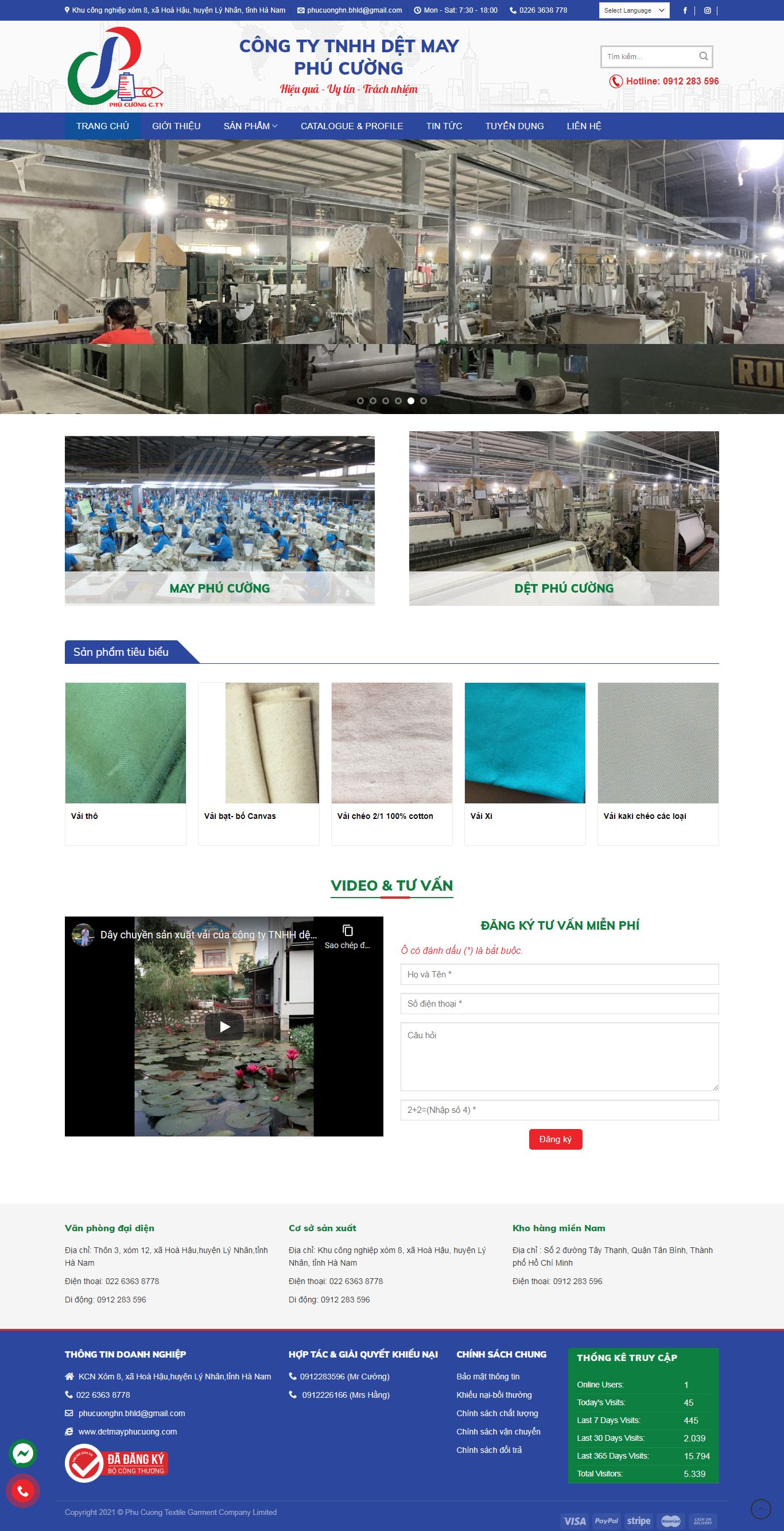 Thiết kế Website Web sản phẩm - detmayphucuongcom