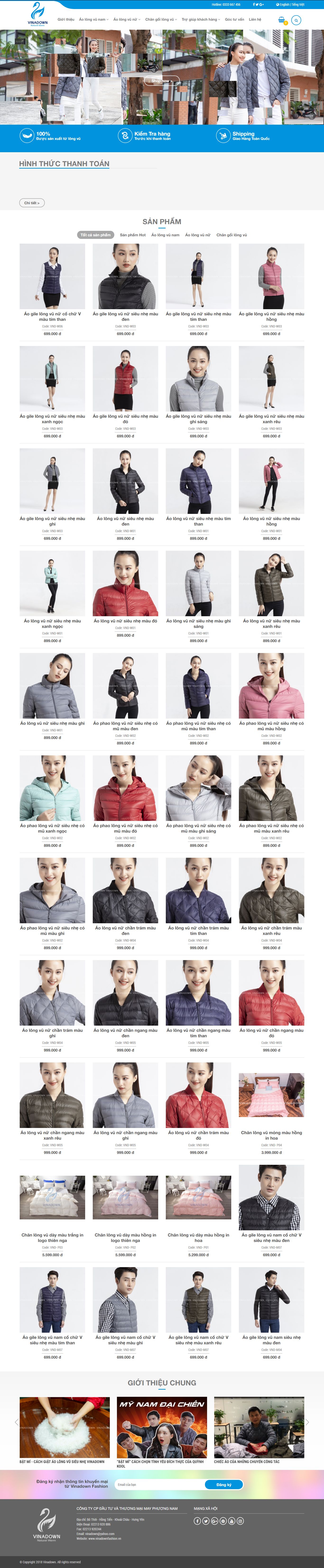 Thiết kế Website Web sản phẩm - vinadownfashionvn