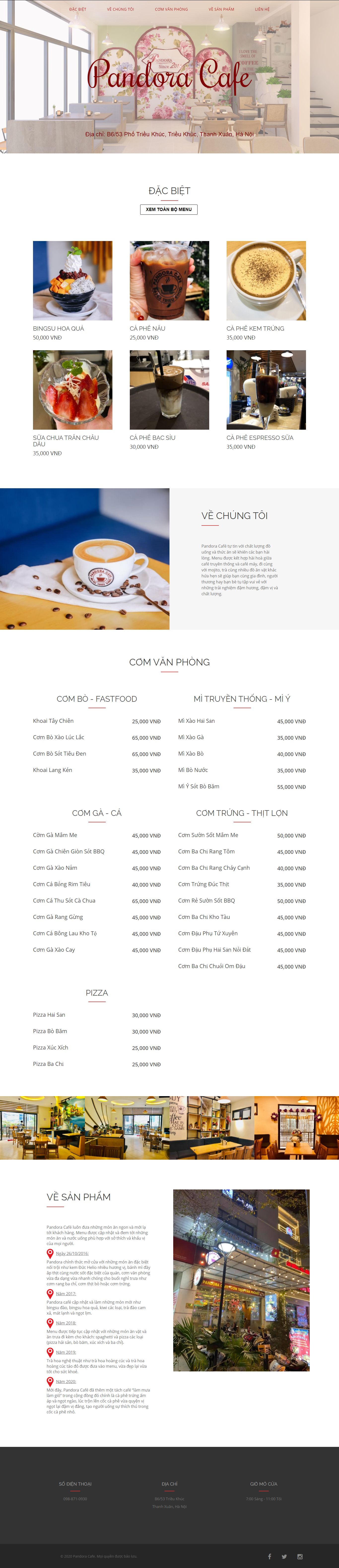 [congcaphe] Thiết kế Website Web quán cafe - pandora-cafecom