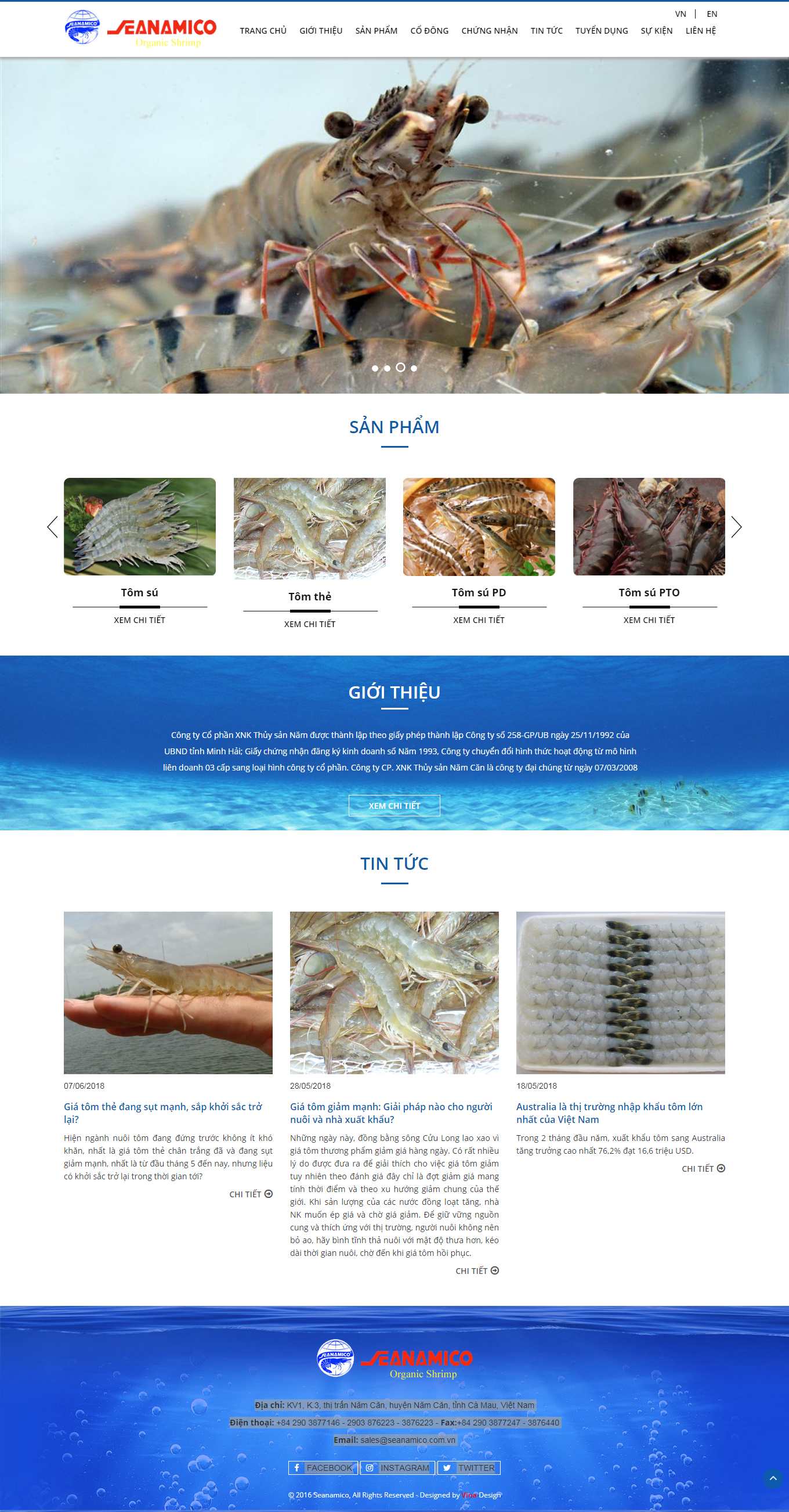 [giangghe] Thiết kế Website Web hải sản - seanamicocomvn