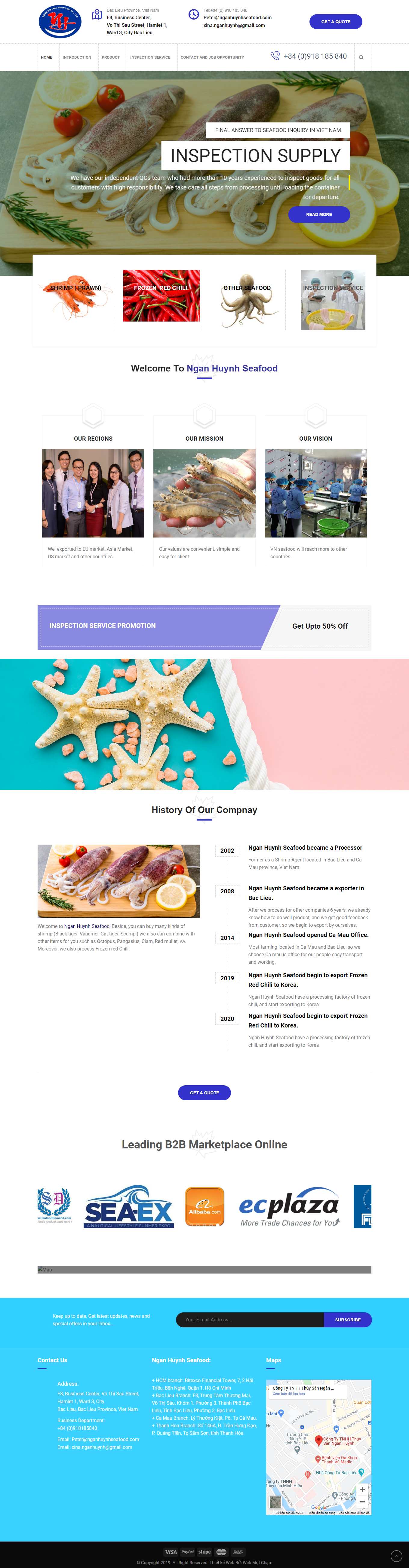 [giangghe] Thiết kế Website Web hải sản - nganhuynhseafoodcom