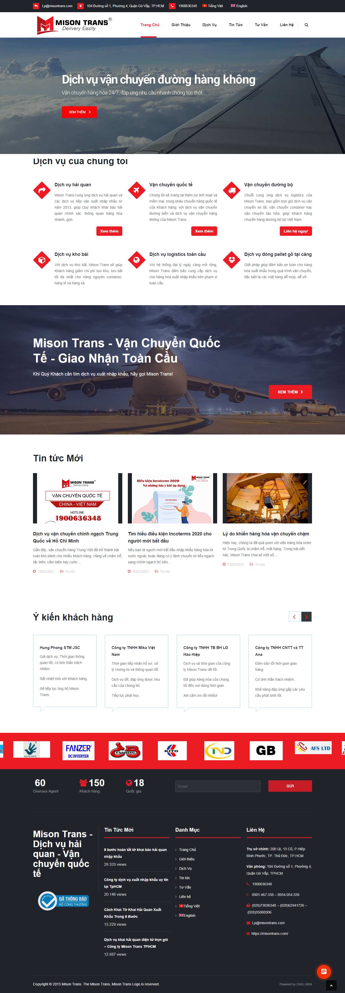 [nhapkhautrungquoc] Thiết kế Website Web xuất nhập khẩu - misontranscom