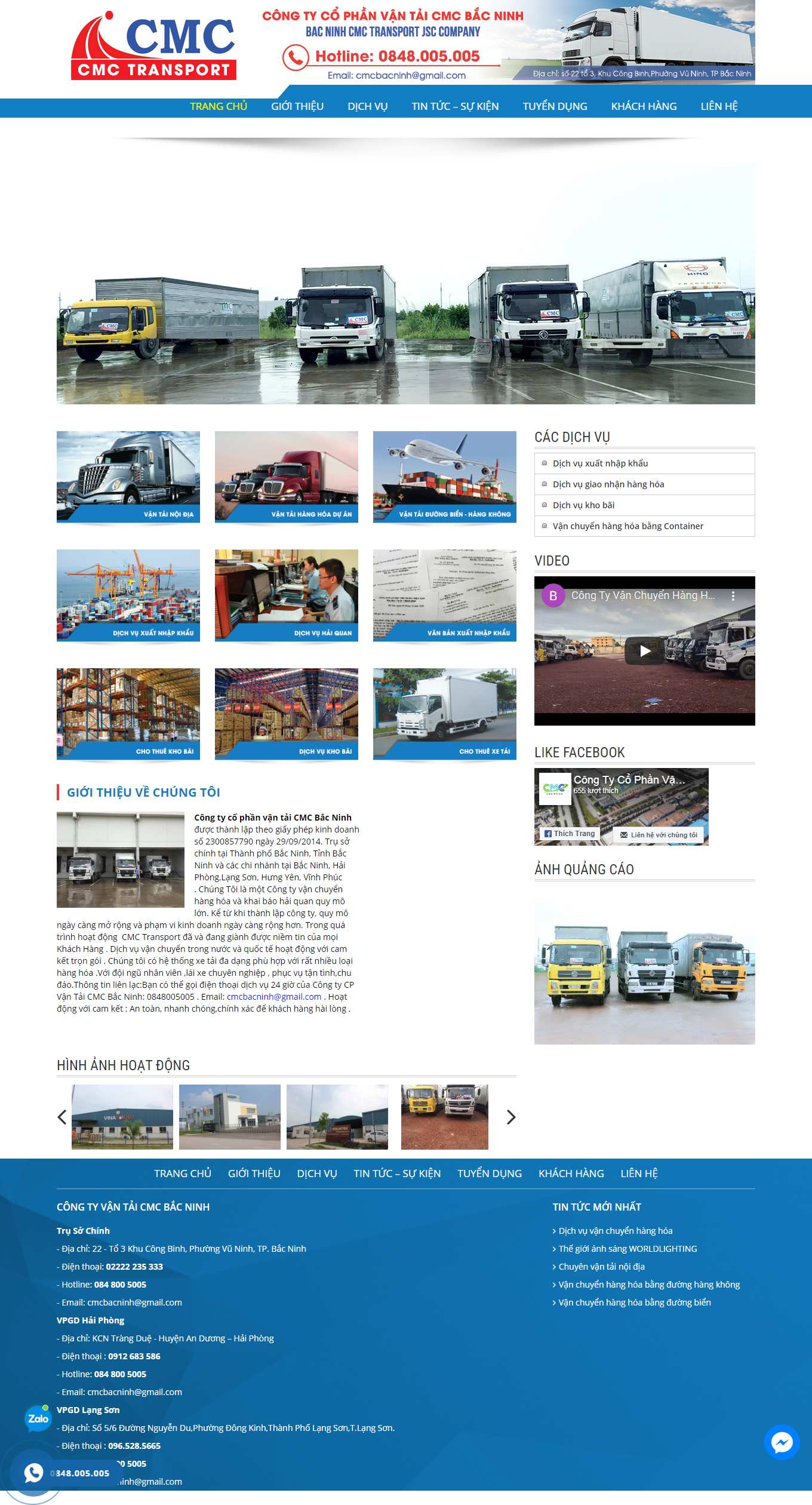 [nhapkhautrungquoc] Thiết kế Website Web xuất nhập khẩu - cmctransportvn