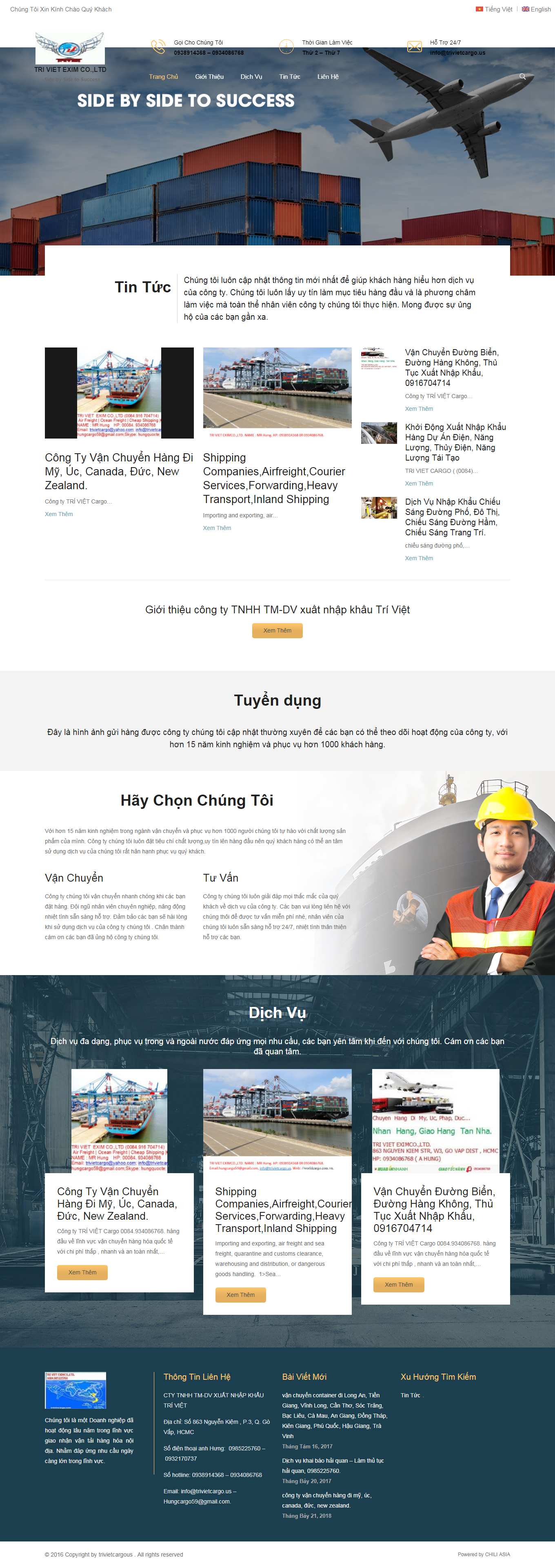 [nhapkhautrungquoc] Thiết kế Website Web xuất nhập khẩu - trivietcargous