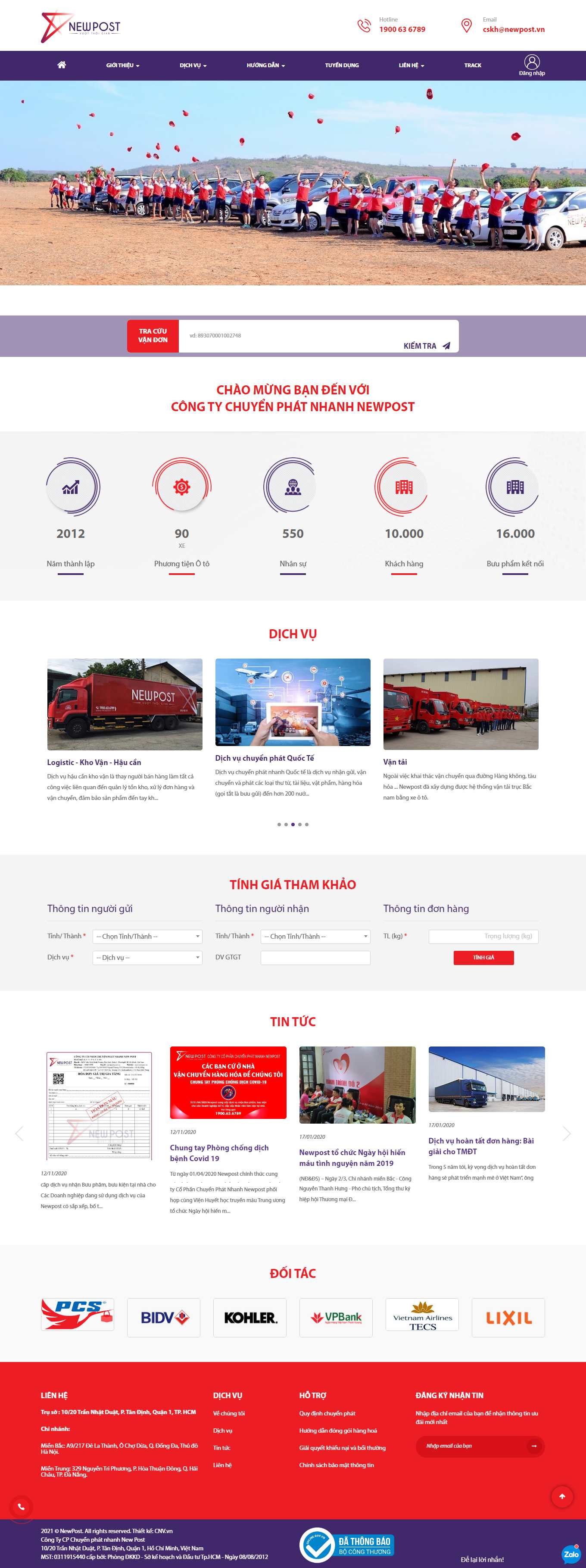 Thiết kế Website Web chuyển phát nhanh - newpostvn