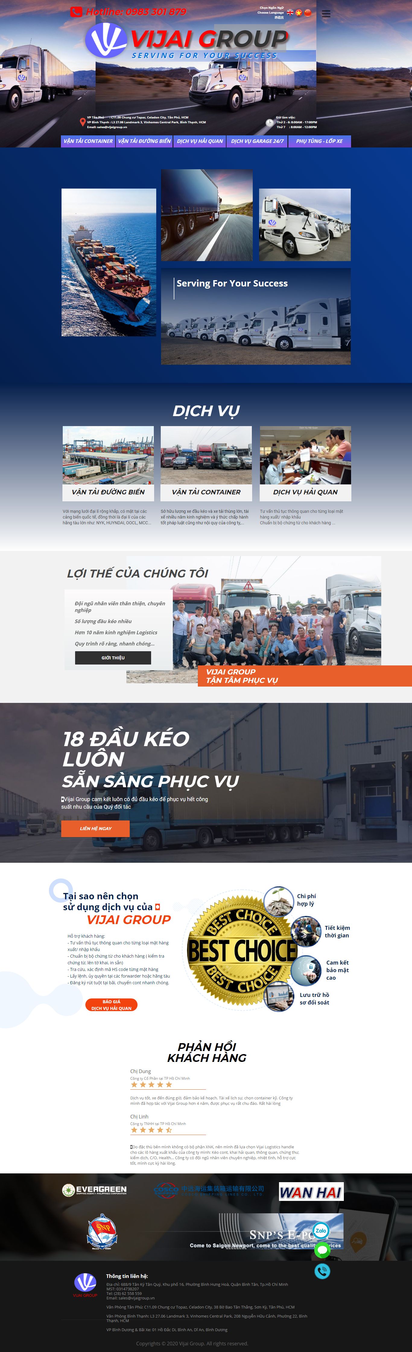 [vantaiatz] Thiết kế Website Web dịch vụ vận tải - wwwvijaigroupvn