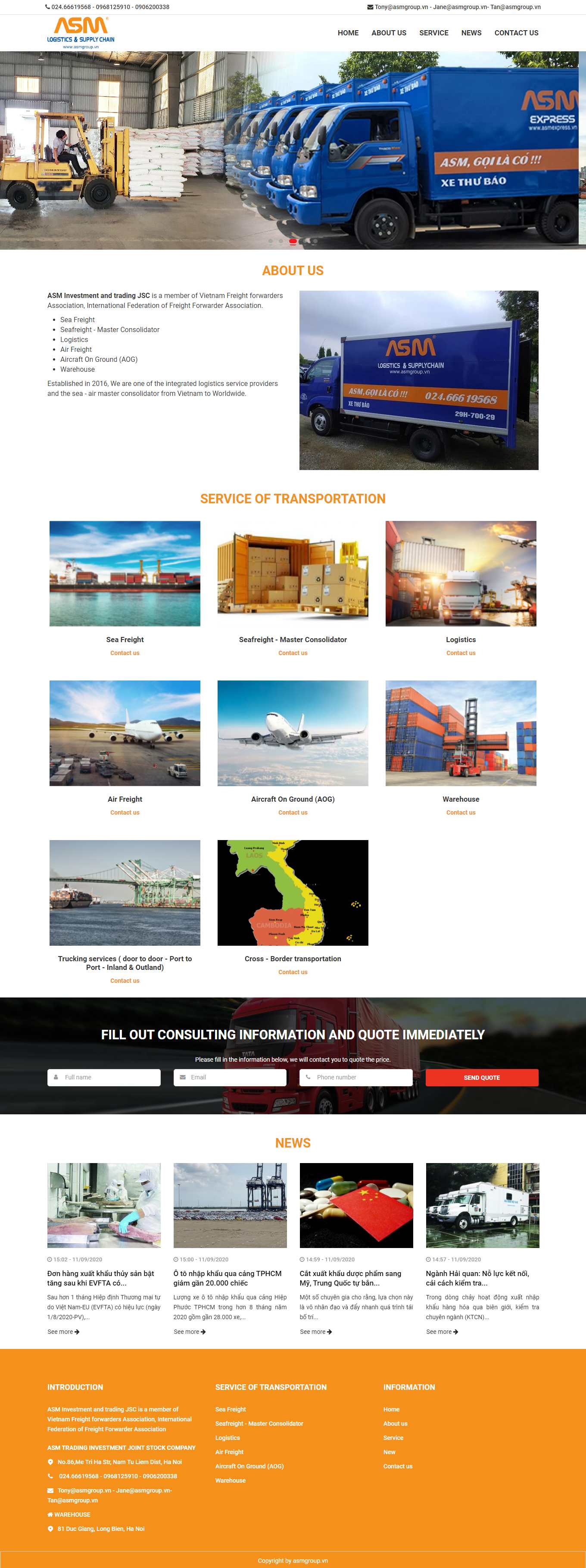 Thiết kế Website Web chuyển phát nhanh - asmgroupvn