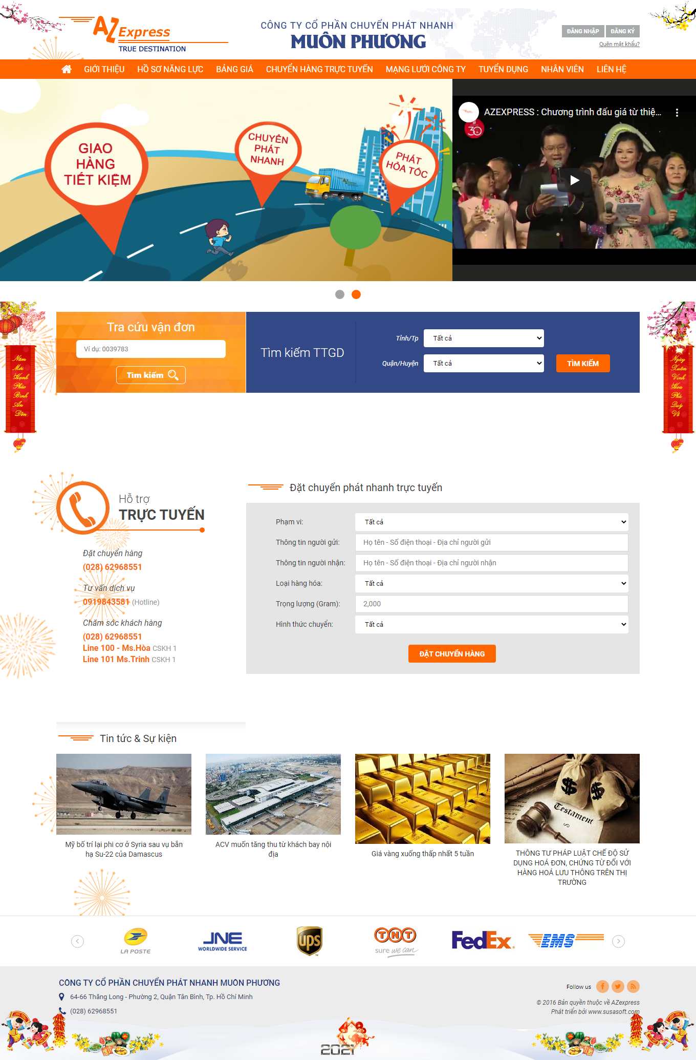 Thiết kế Website Web chuyển phát nhanh - azexpresscomvn