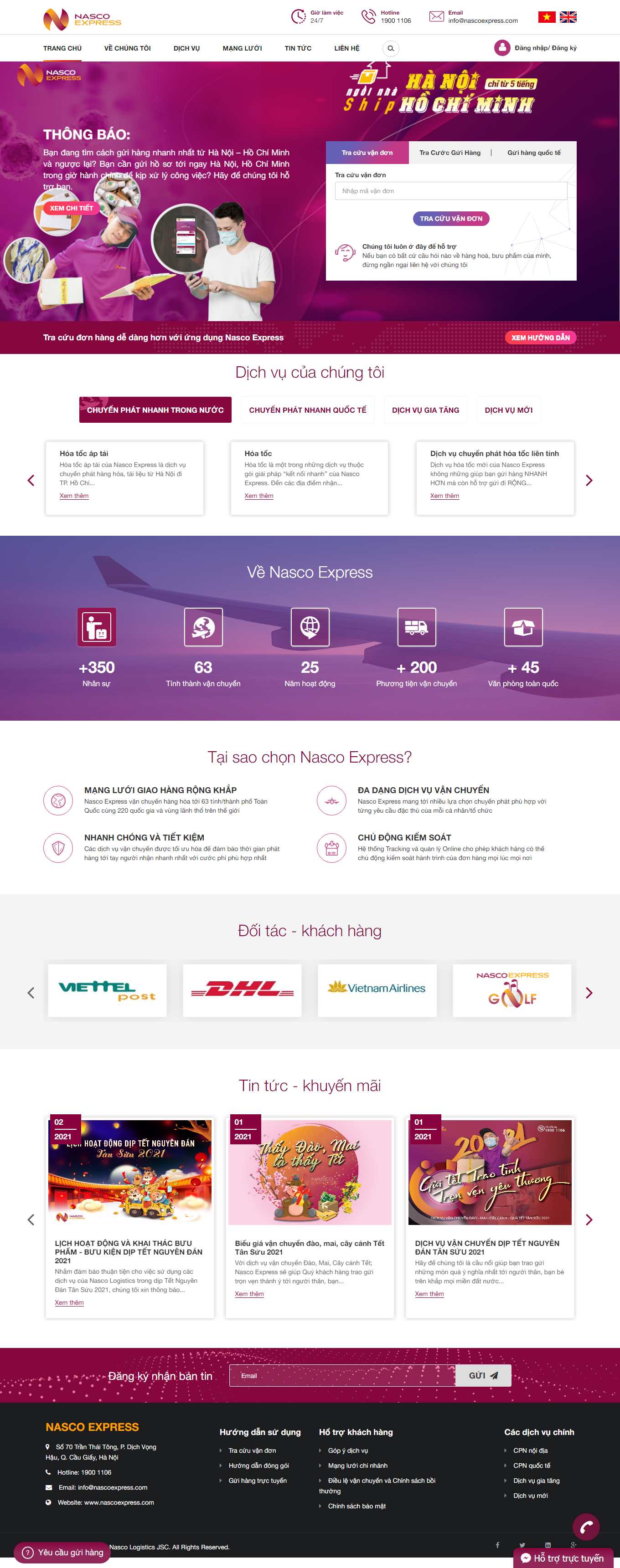Thiết kế Website Web chuyển phát nhanh - nascoexpresscom