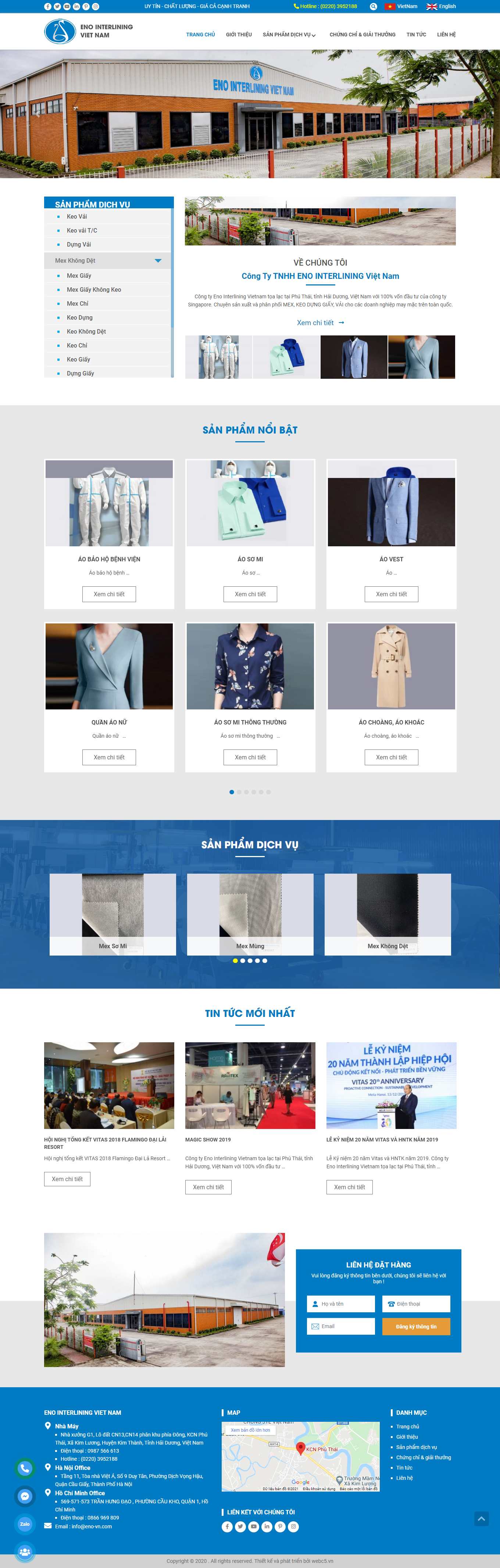 Thiết kế Website Web may mặc - eno-vncom