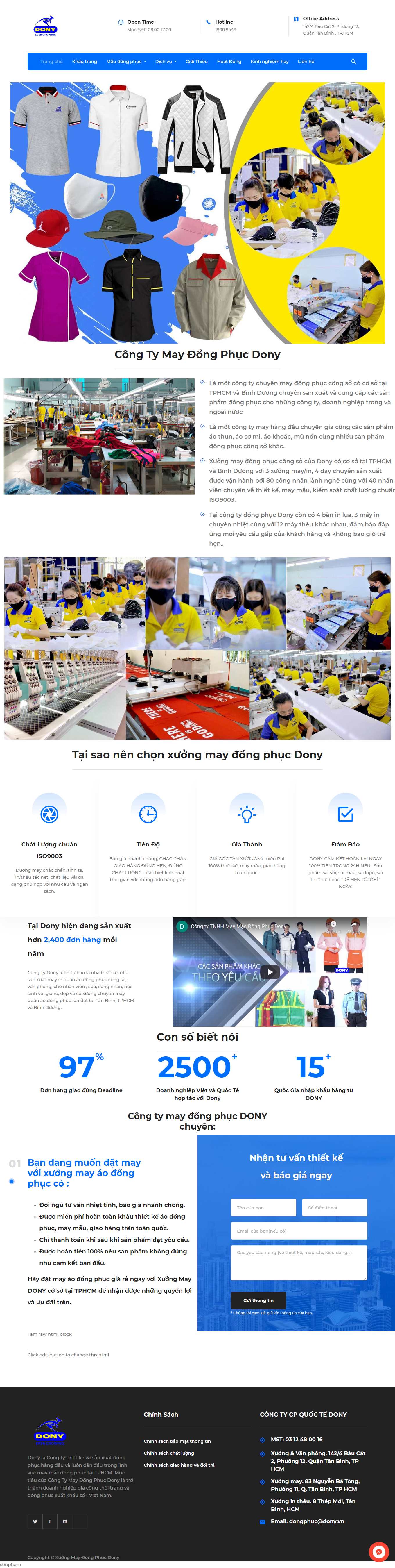 Thiết kế Website Web may mặc - dongphucdonyvn