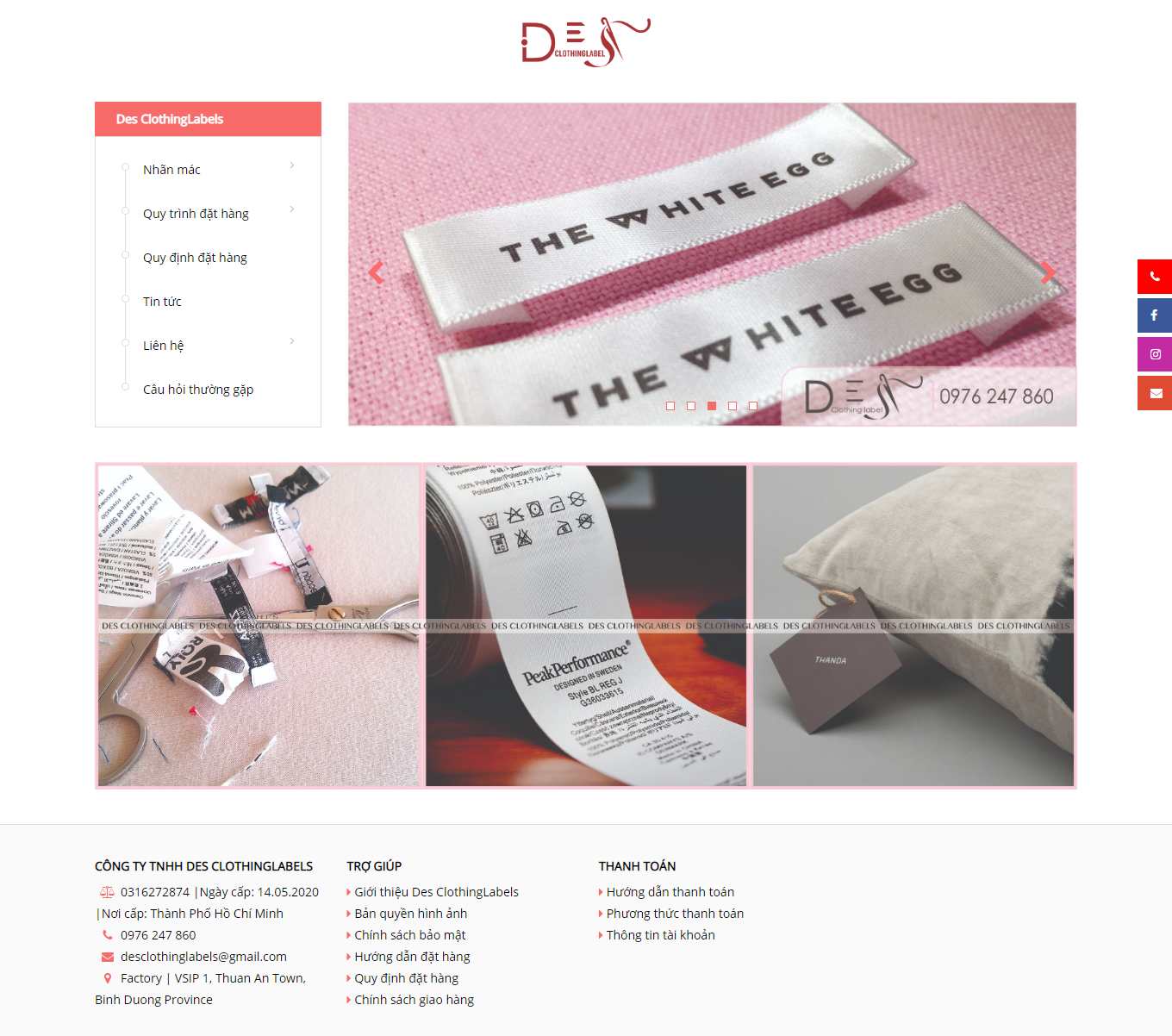 Thiết kế Website Web may mặc - desclothinglabelscom