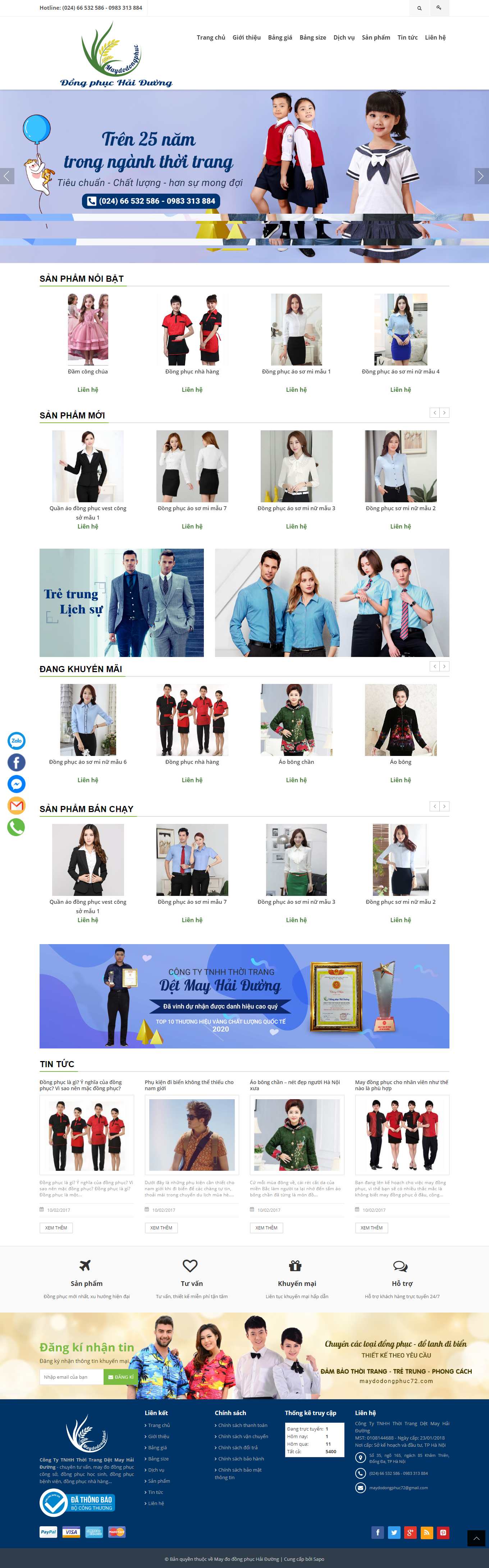 Thiết kế Website Web may mặc - maydodongphuc72com
