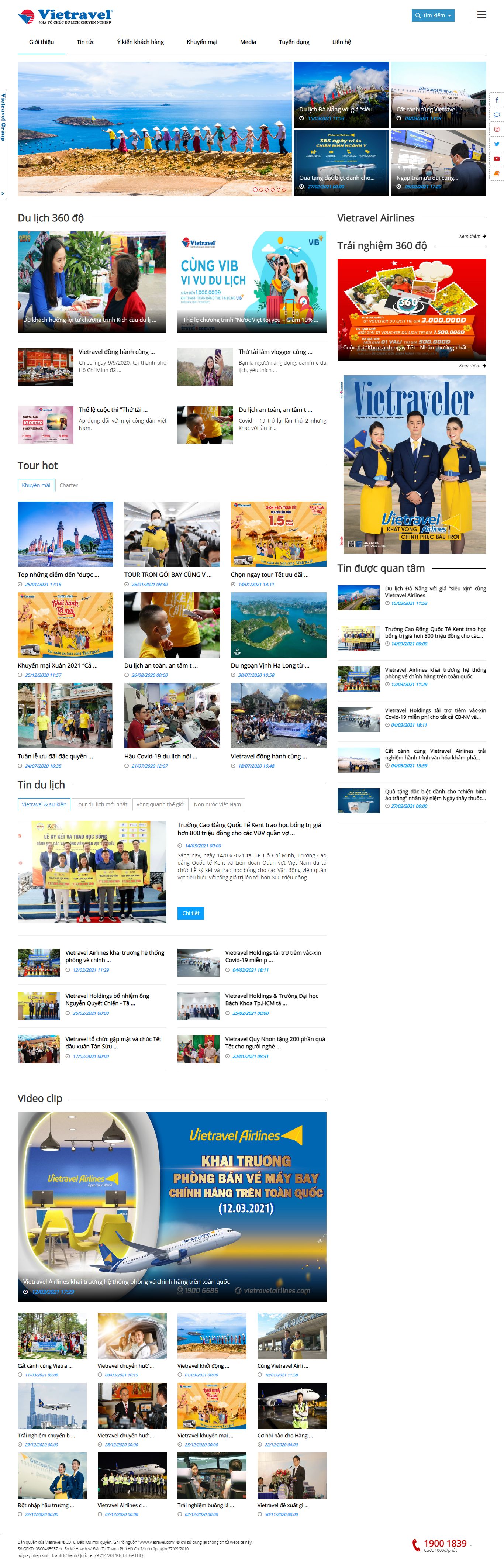 Thiết kế Website Web Công ty du lịch - wwwvietravelcom