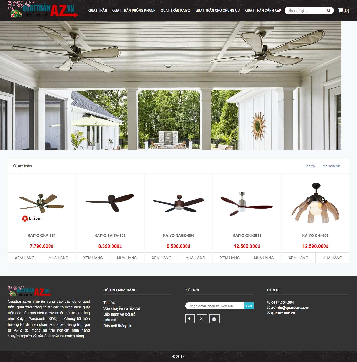 [thietbidientiendat] Thiết kế Website web bán quạt - quattranazvn