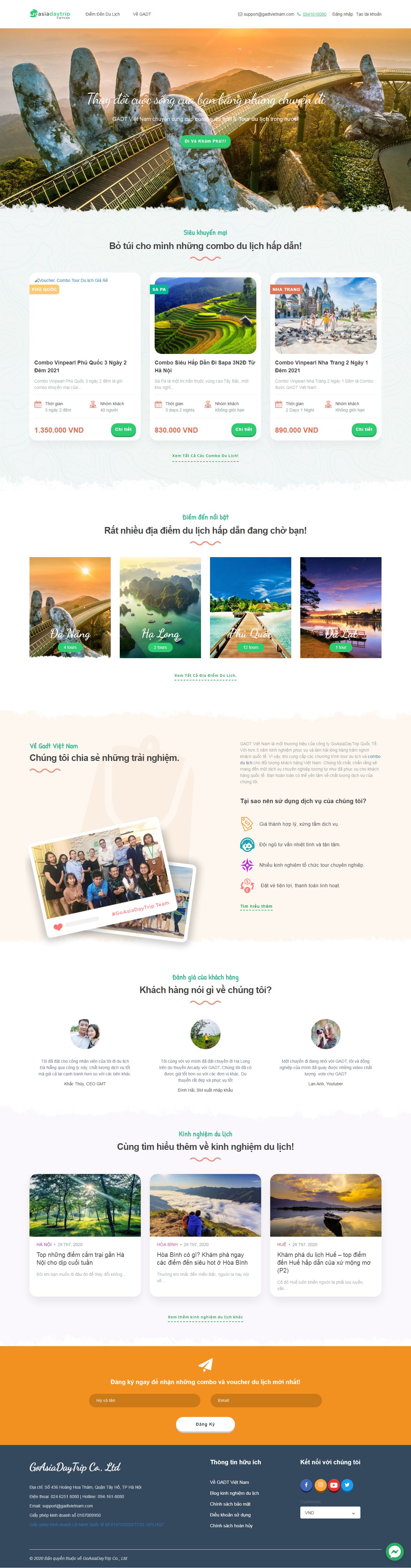 Thiết kế Website Web Công ty du lịch - gadtvietnamcom