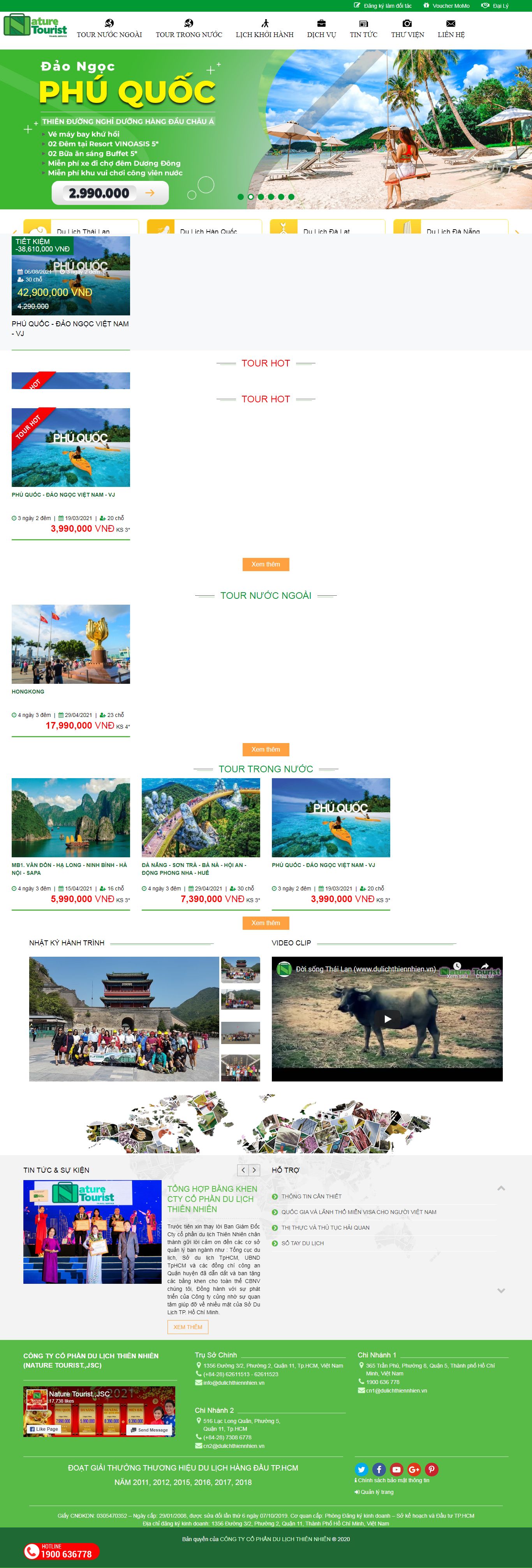 Thiết kế Website Web Công ty du lịch - dulichthiennhienvn