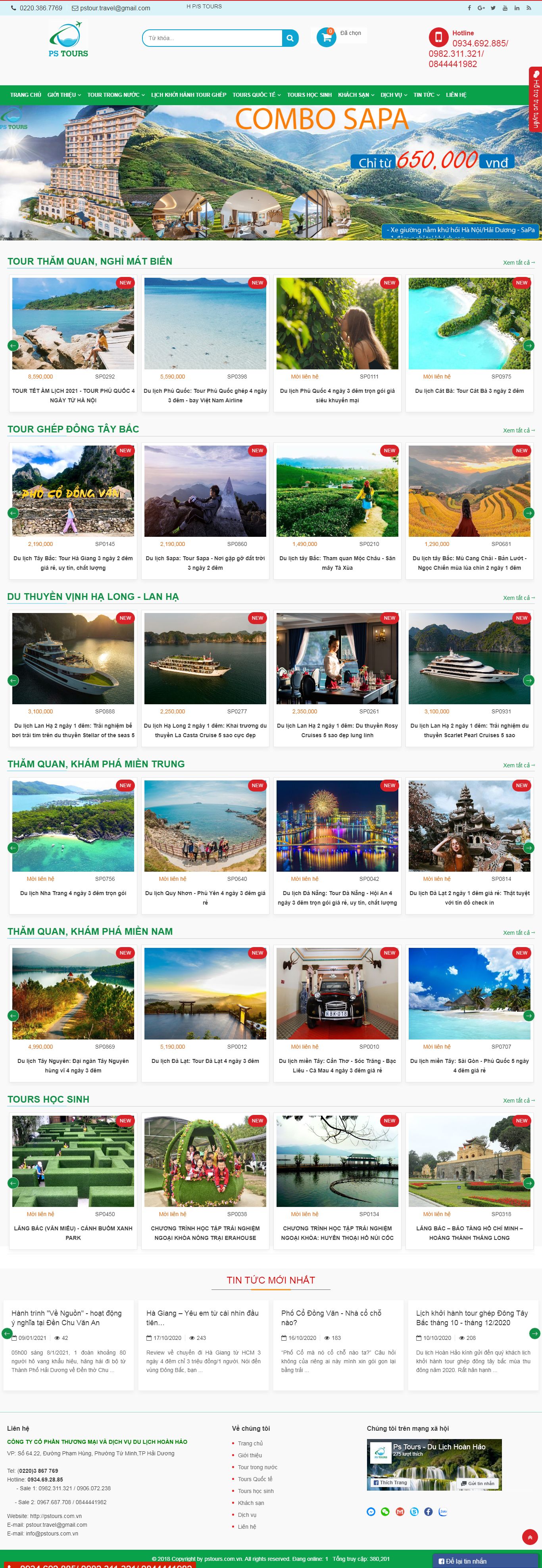 Thiết kế Website Web Công ty du lịch - pstourscomvn