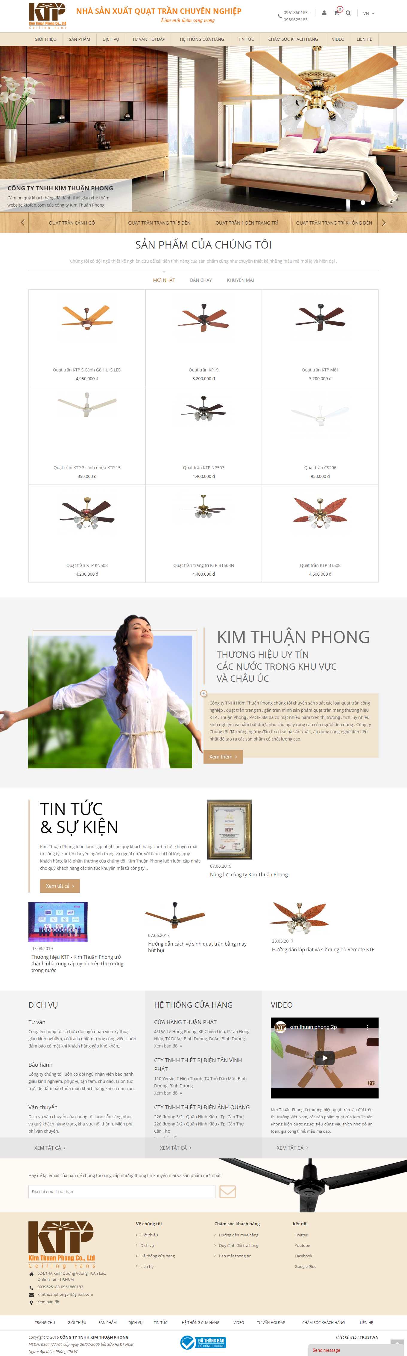 [thietbidientiendat] Thiết kế Website web bán quạt - quattrancom