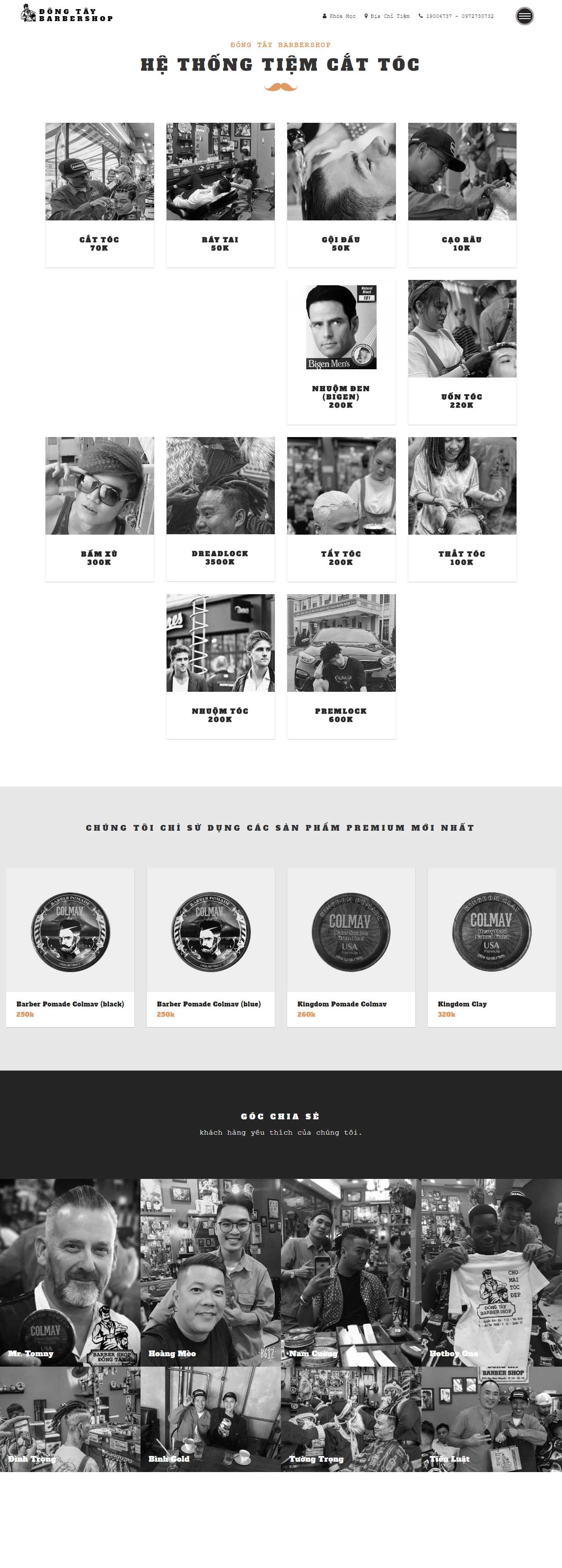 [mane-man] Thiết kế Website web salon tóc - wwwdongtaybarbershopvn