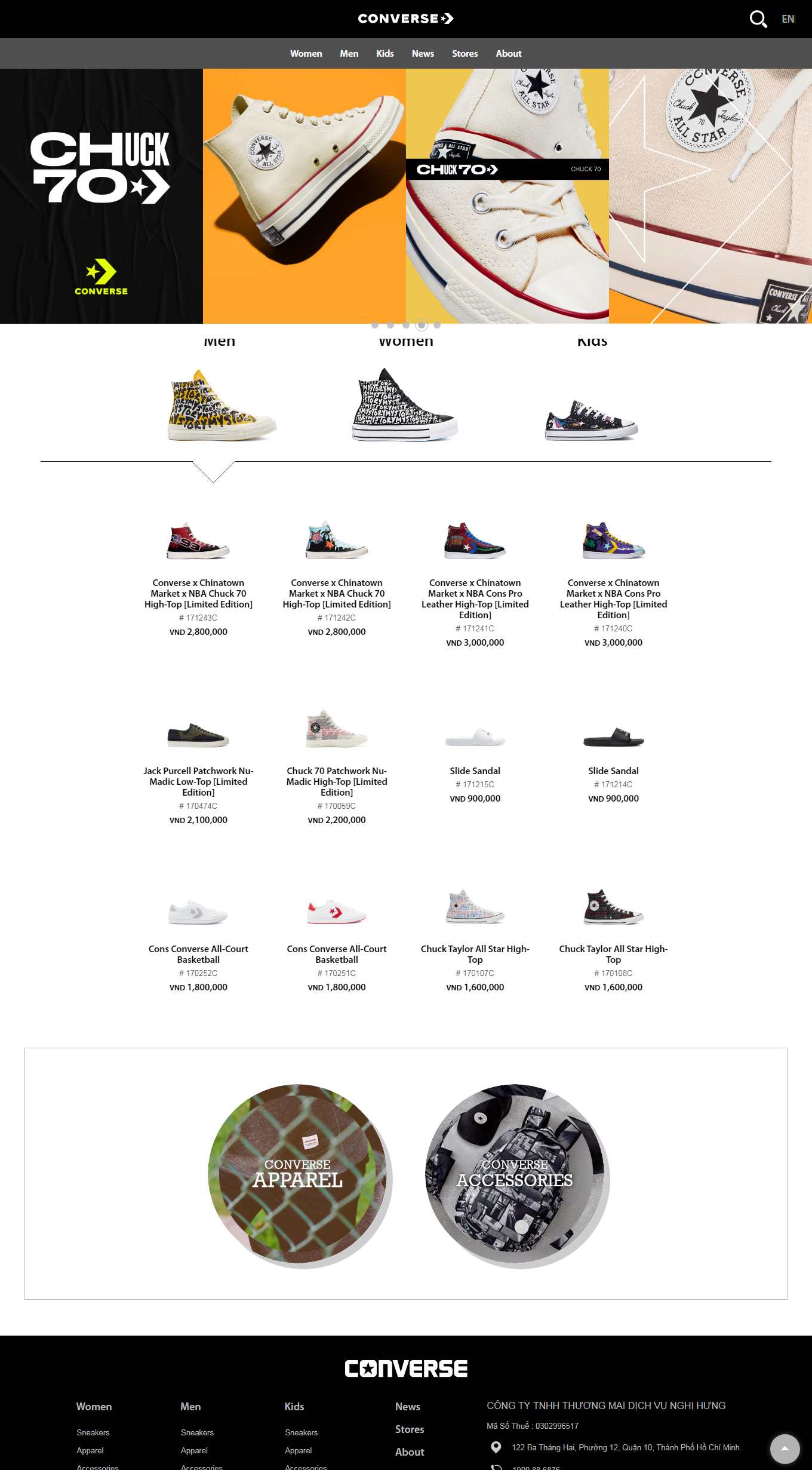 [thuythethao] Thiết kế Website web bán giày thể thao - conversecomvn
