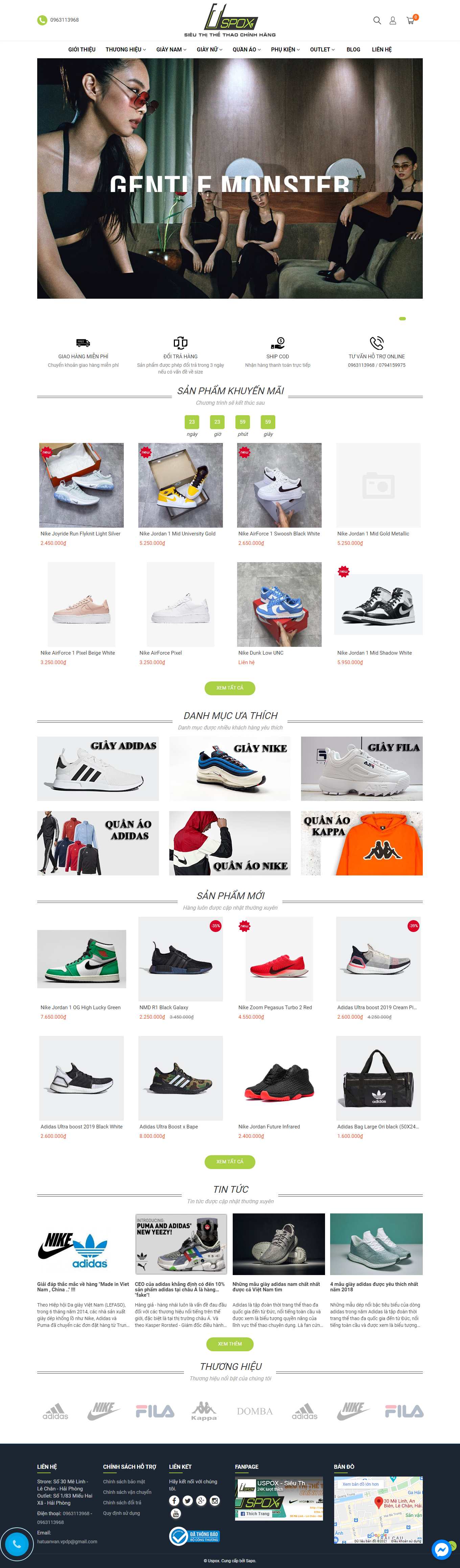 [thuythethao] Thiết kế Website web bán giày thể thao - uspoxvn