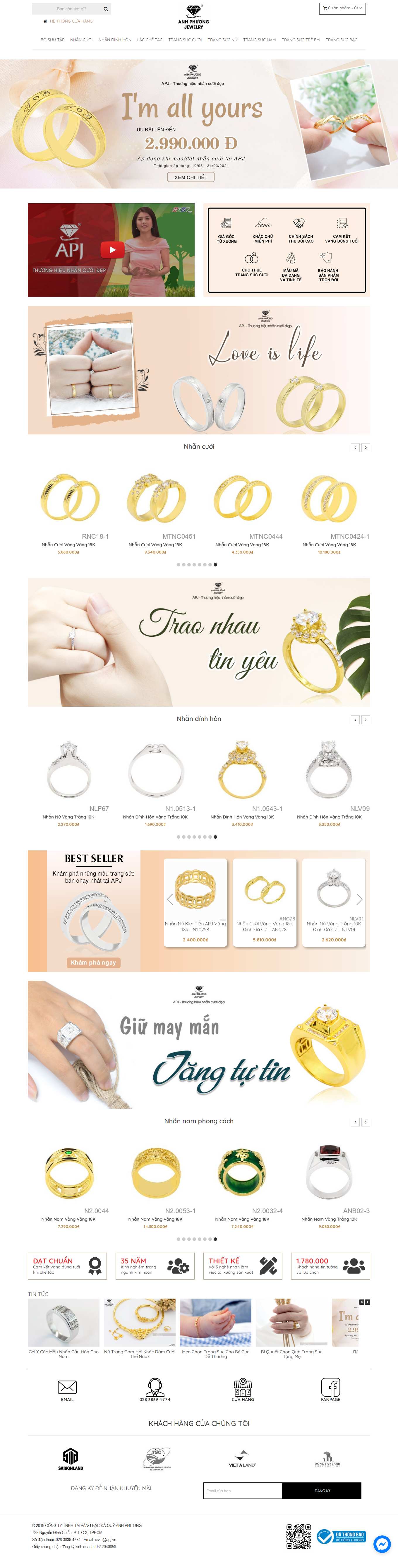 [amejewellery] Thiết kế Website web vàng bạc - apjvn