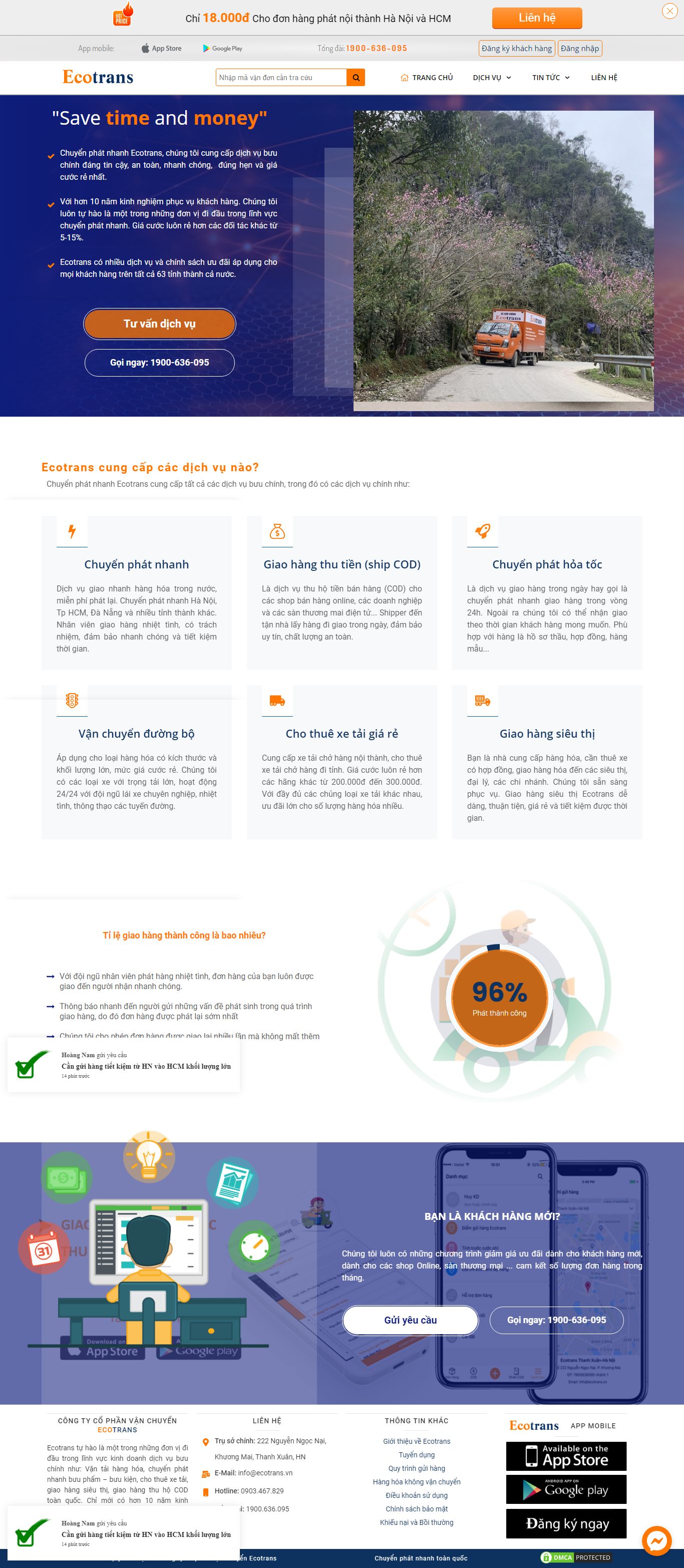[dichvugiaohang] Thiết kế Website Web giao hàng - ecotransvn