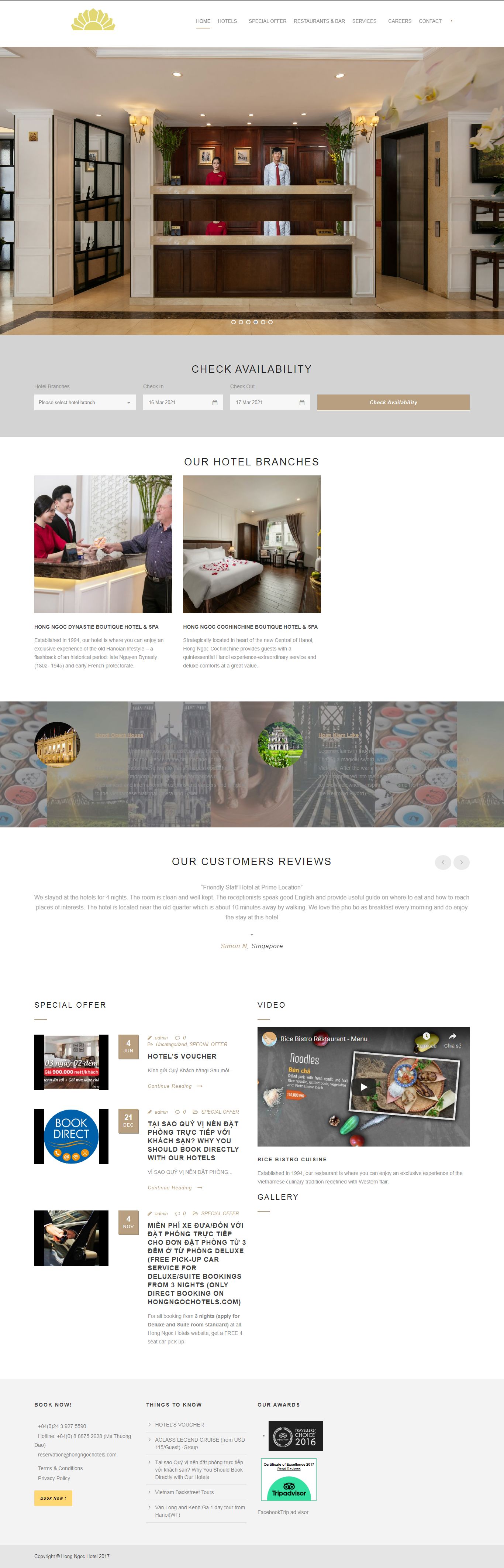 Thiết kế Website Web khách sạn - hongngochotelscom