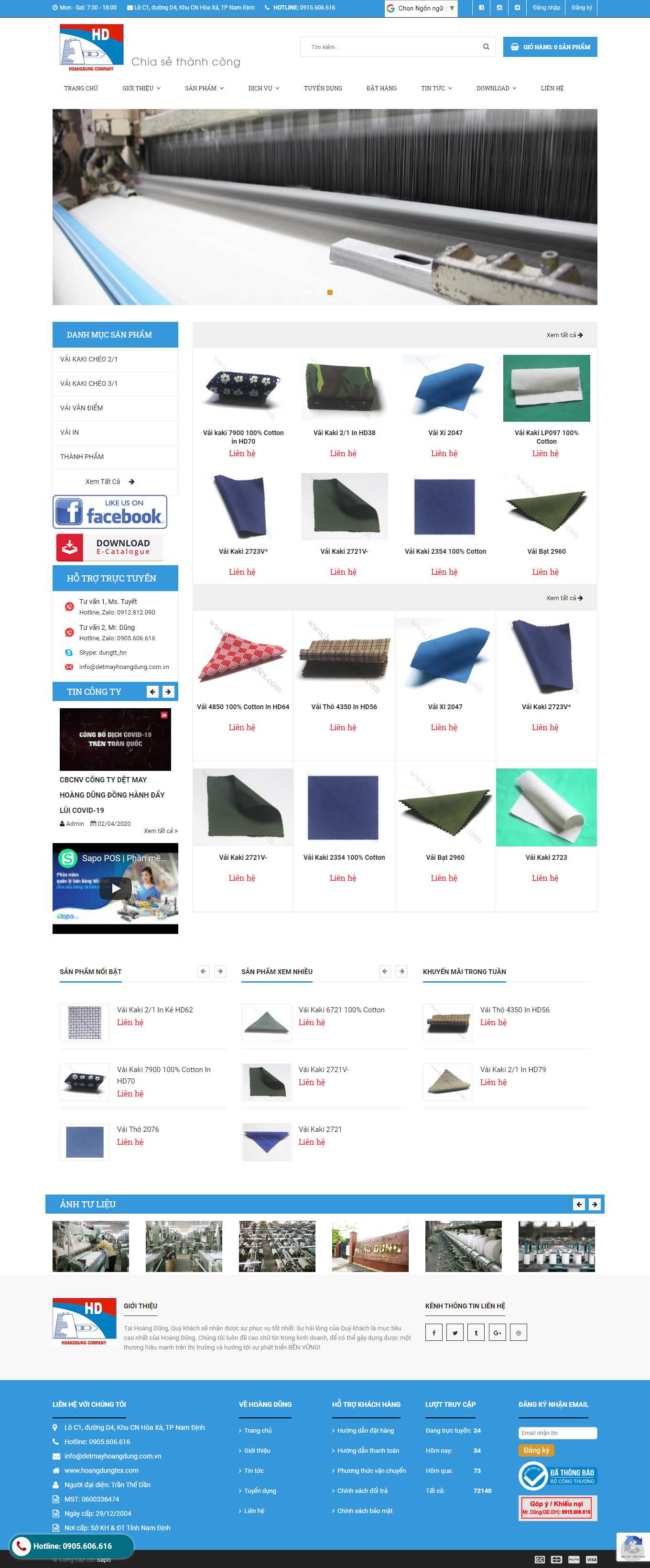 Thiết kế Website web dệt may - wwwdetmayhoangdungcomvn