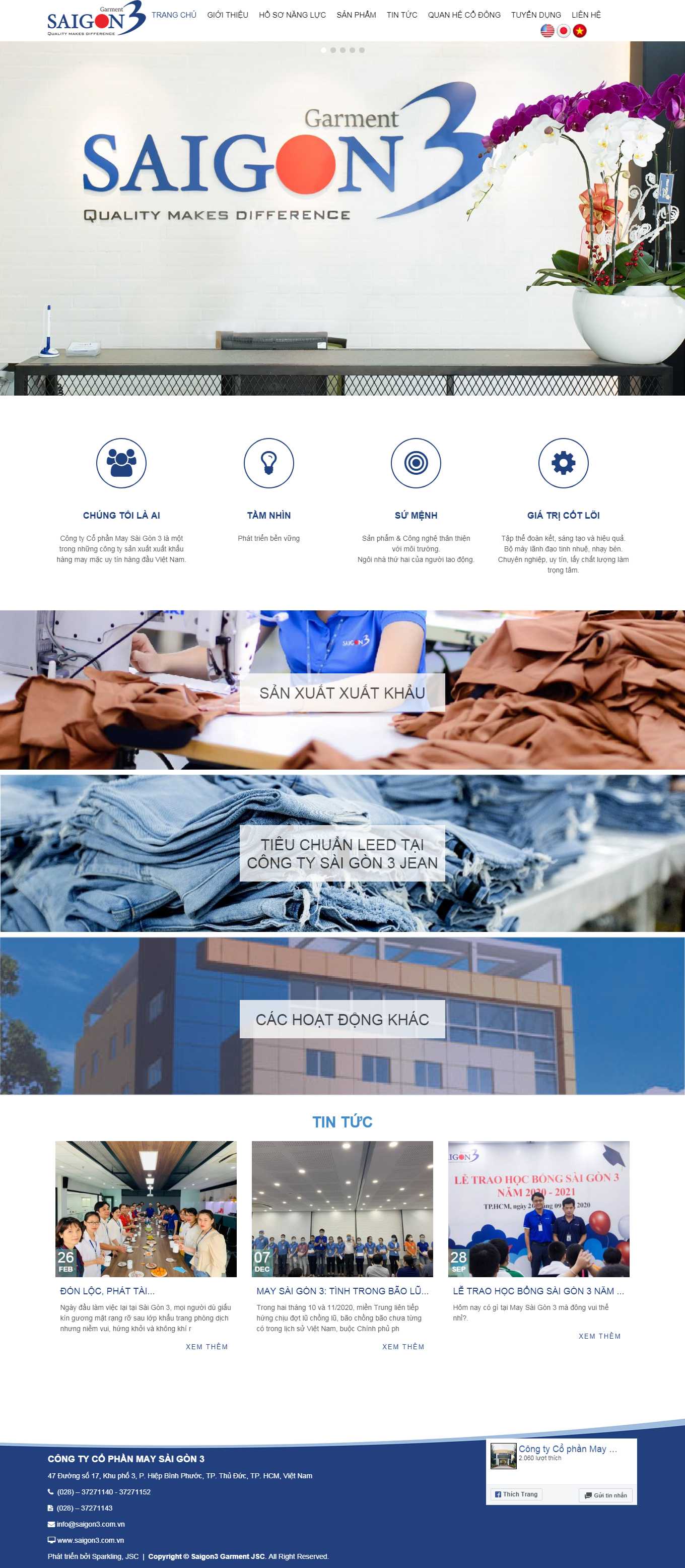 Thiết kế Website web dệt may - wwwsaigon3comvn