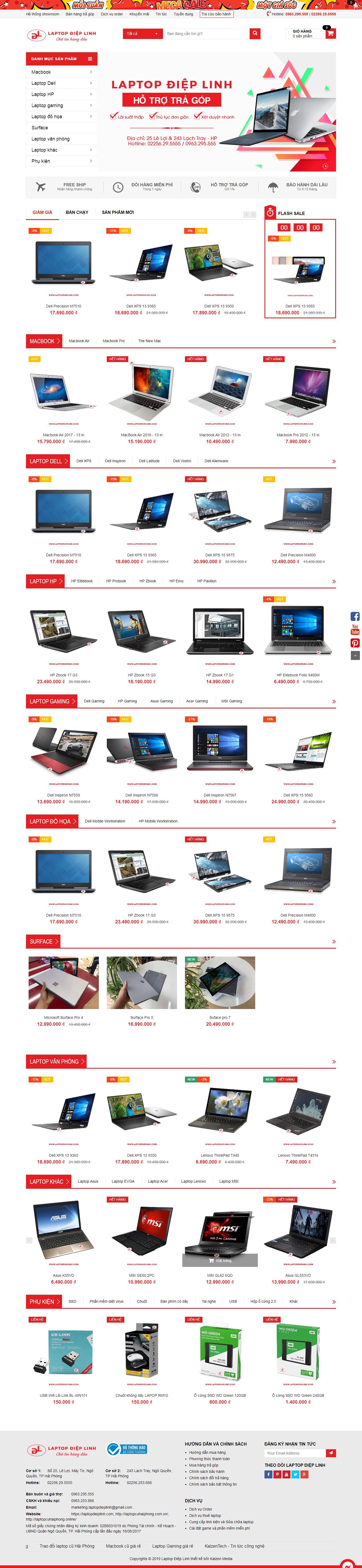 [maytinhanphat] Thiết kế Website web bán laptop - laptopdieplinhcom