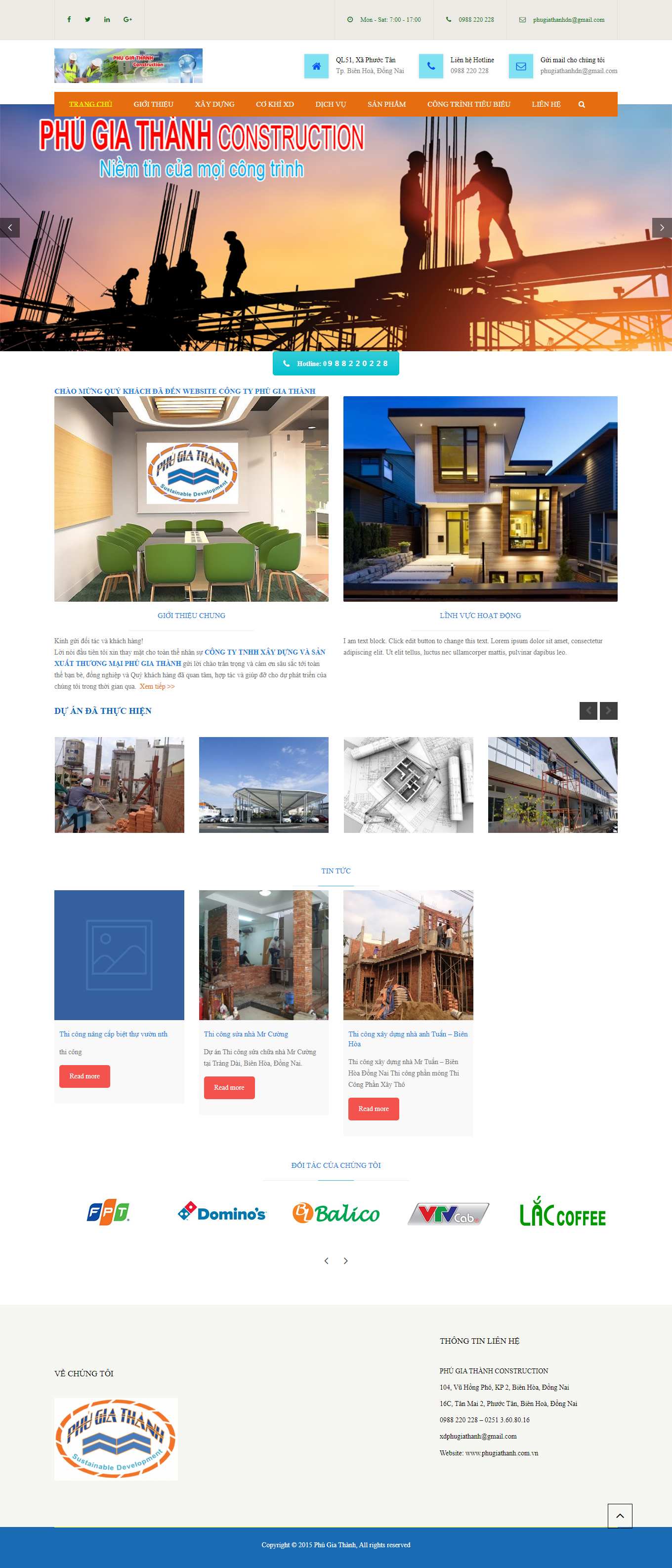 Thiết kế Website web xây dựng - phugiathanhcomvn