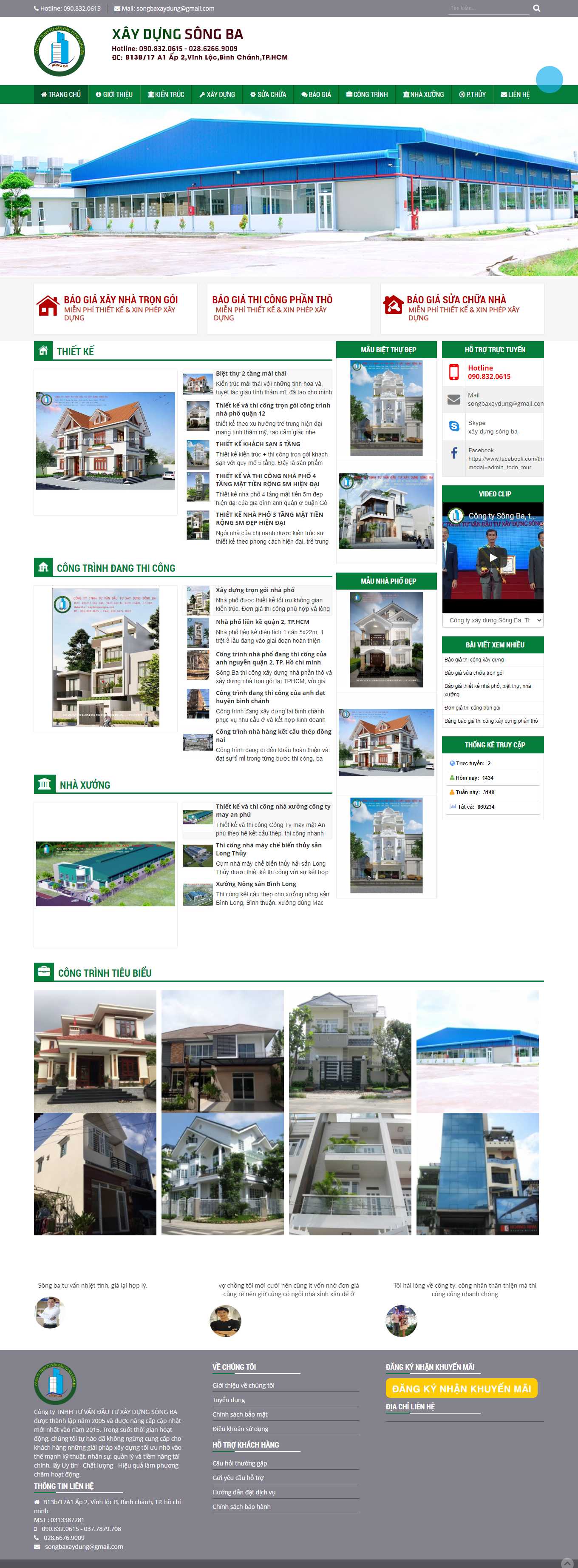 Thiết kế Website web xây dựng - xaydungsongbacom