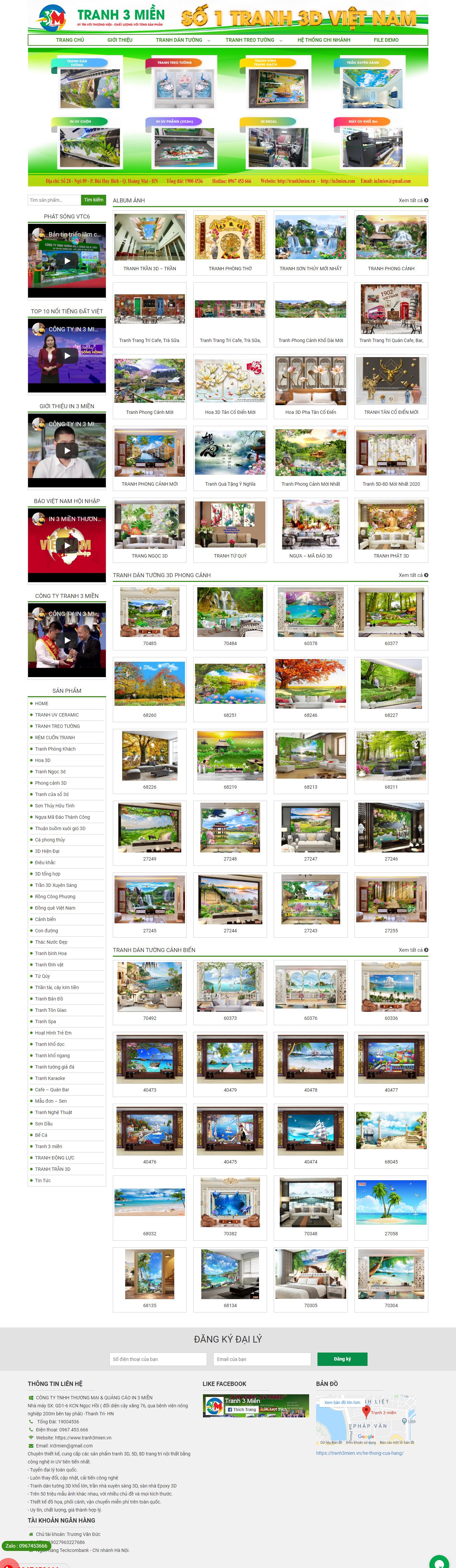 [vietcanvas] Thiết kế Website web bán tranh 3d - tranh3mienvn