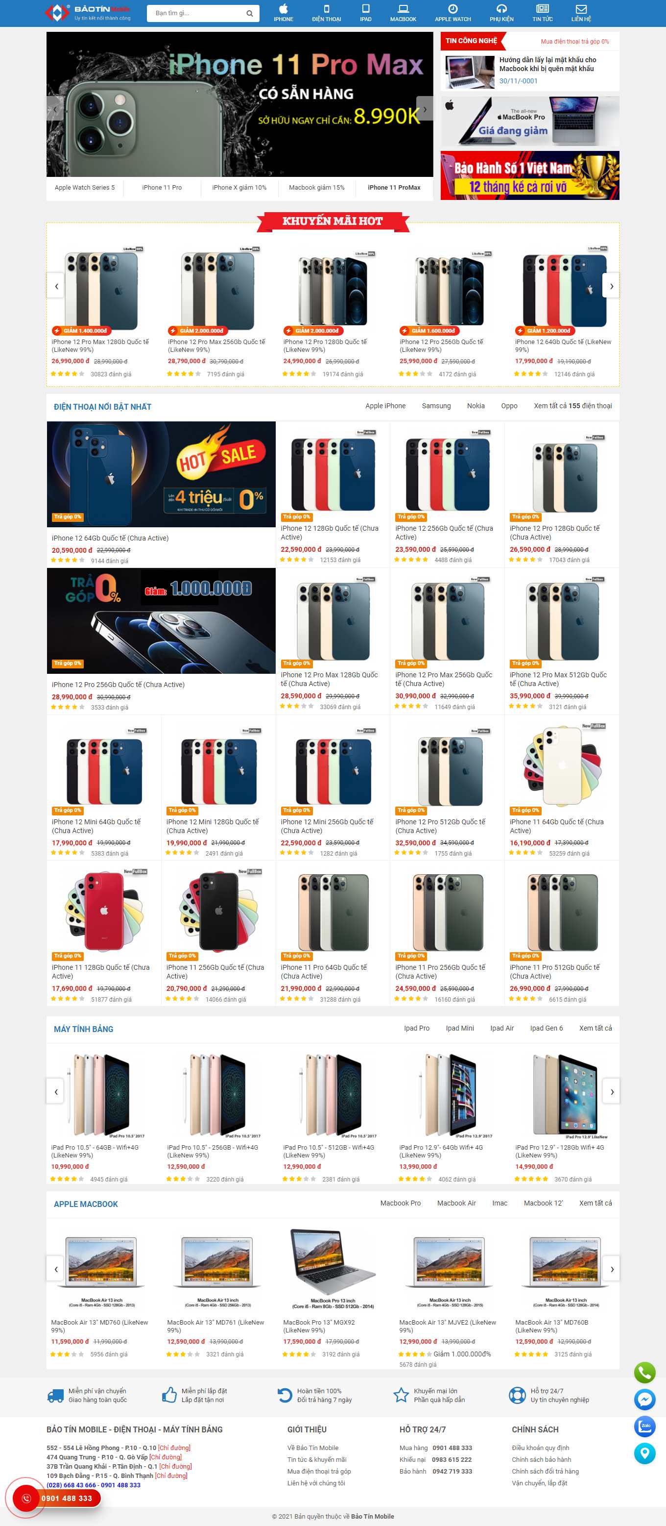 [techworldmobile] Thiết kế Website web bán điện đoại di động - baotinmobilevn