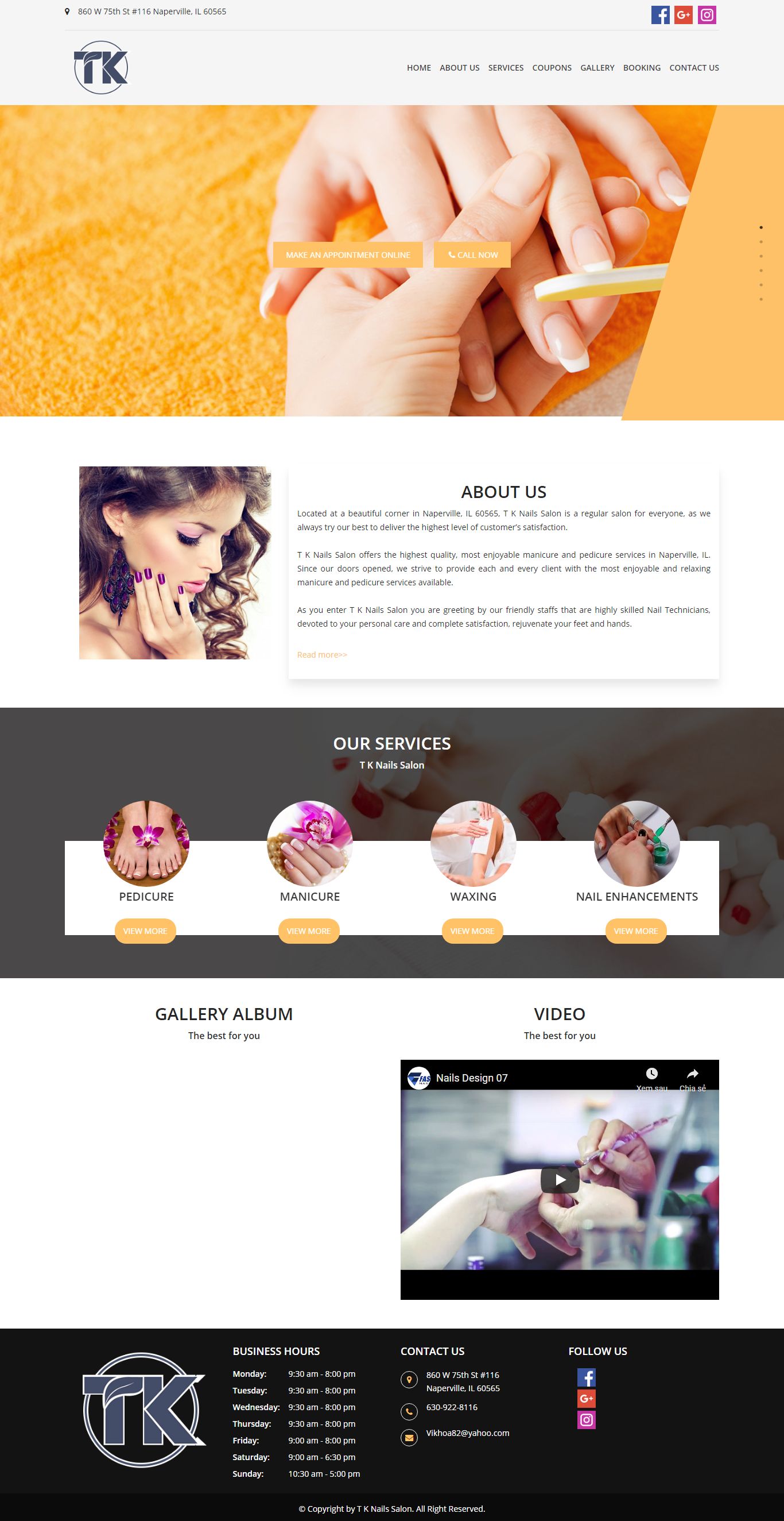 [euphorea] Thiết kế Website web salon nails - tknailsalonnapervillecom