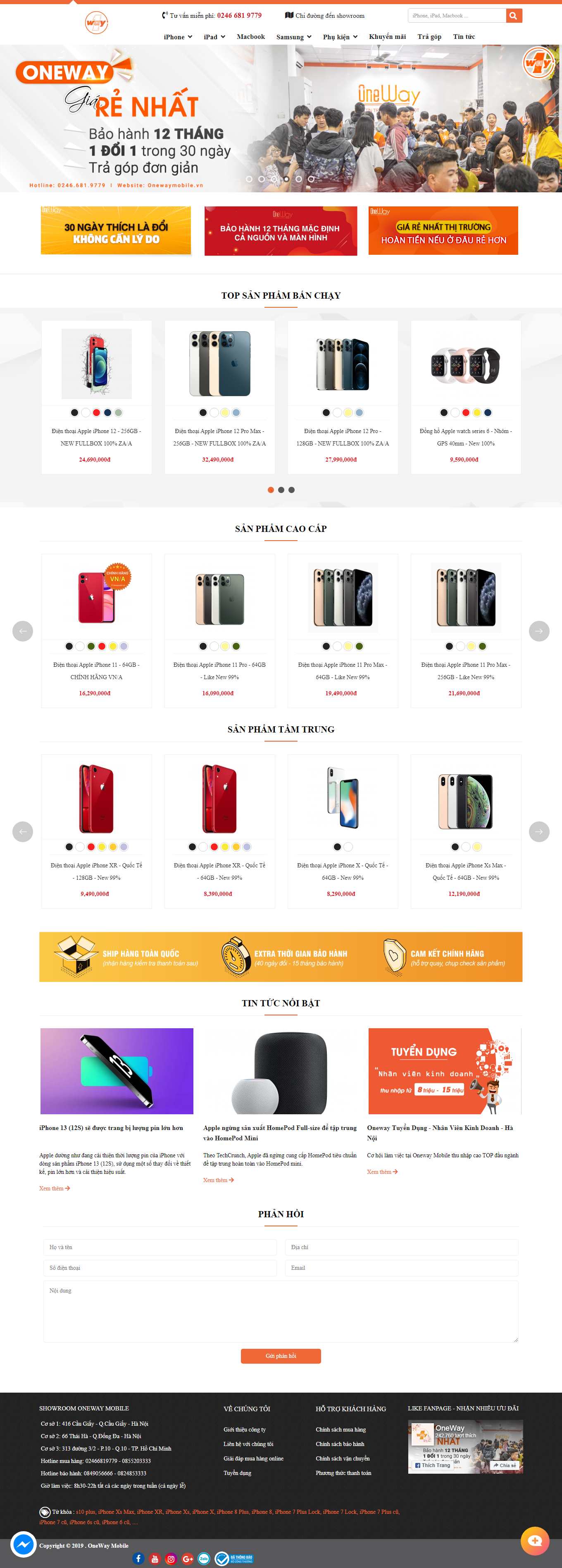 [techworldmobile] Thiết kế Website web bán điện đoại di động - onewaymobilevn