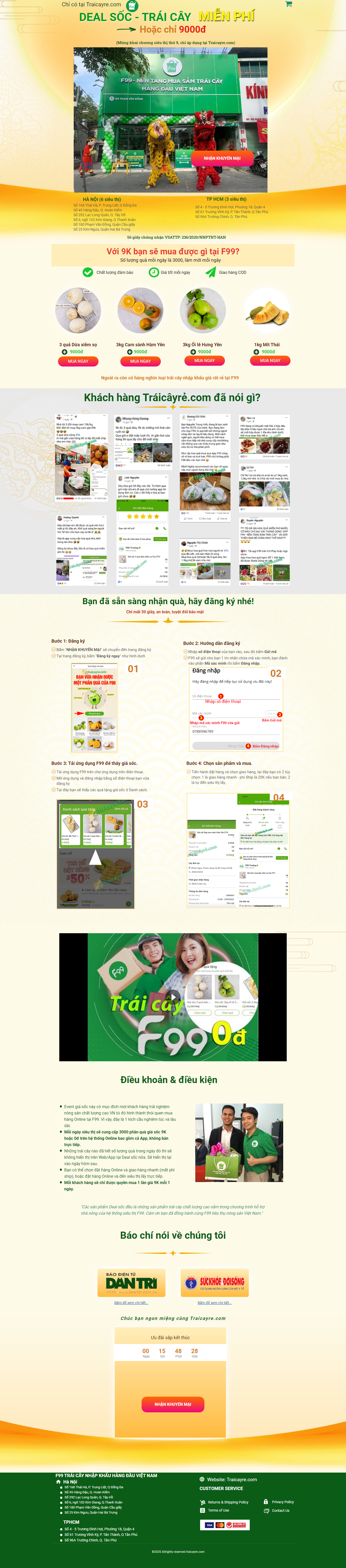 Thiết kế Website web bán hoa quả sạch - wwwtraicayrecom