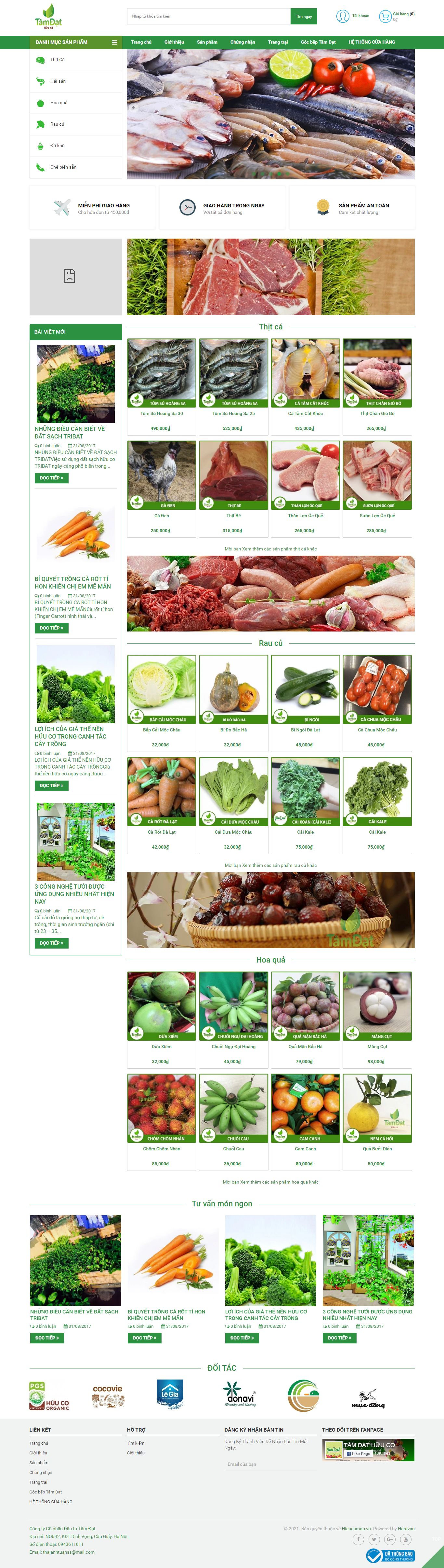 Thiết kế Website web bán hoa quả sạch - tamdatcomvn