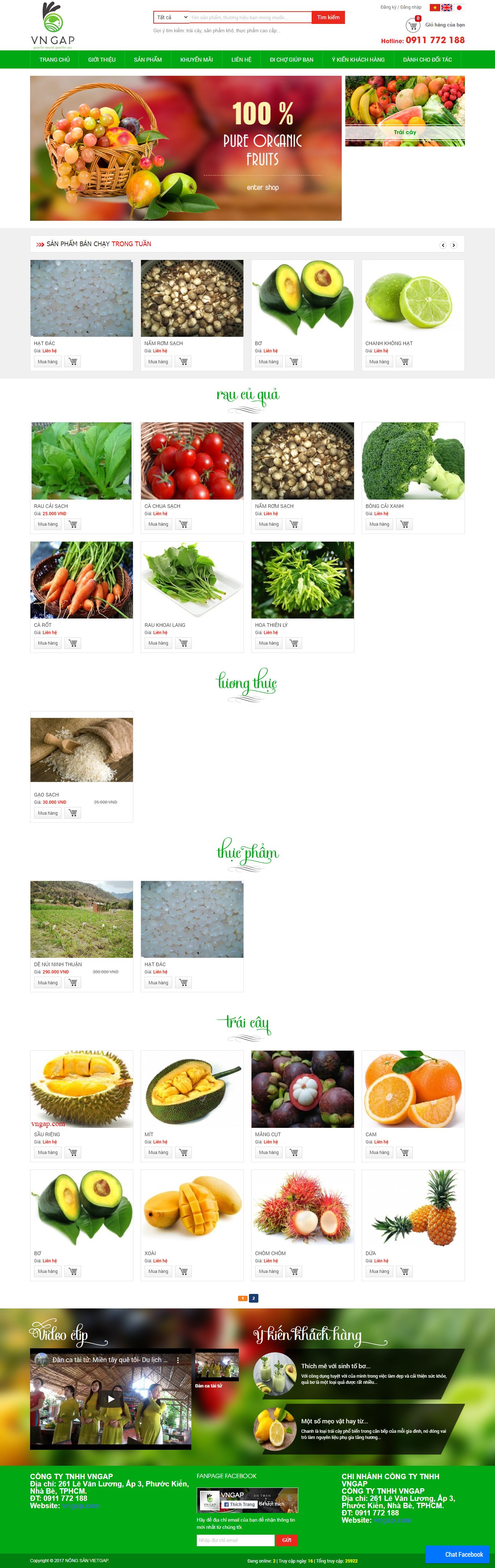 Thiết kế Website web bán hoa quả sạch - vngapcom