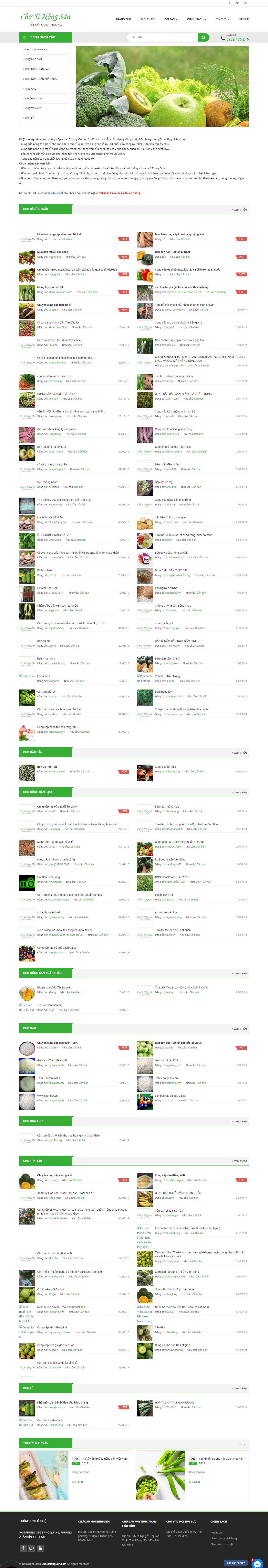 Thiết kế Website web bán hoa quả sạch - chosinongsancom
