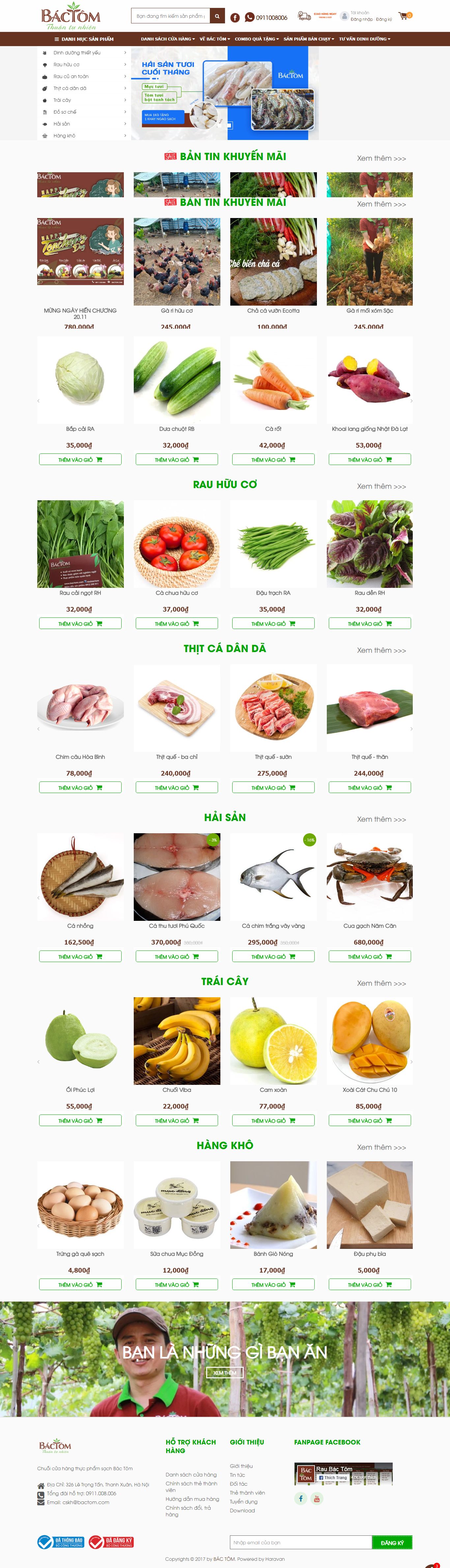 Thiết kế Website web bán hoa quả sạch - bactomcom