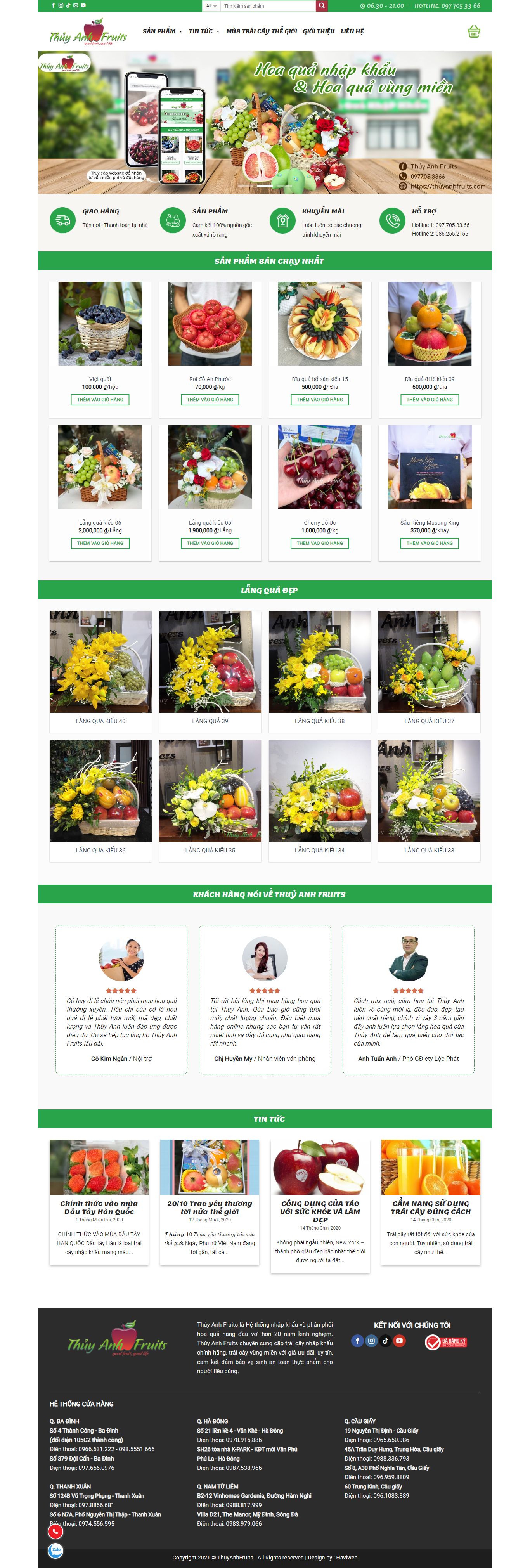 Thiết kế Website web bán hoa quả sạch - thuyanhfruitscom