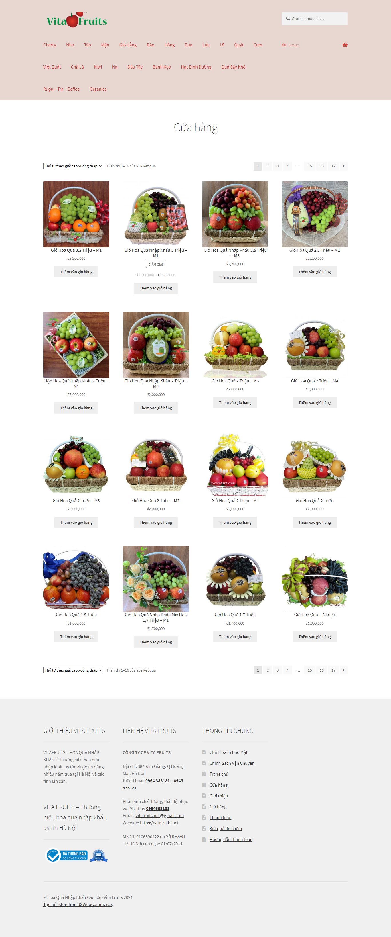 Thiết kế Website web bán hoa quả sạch - vitafruitsnet