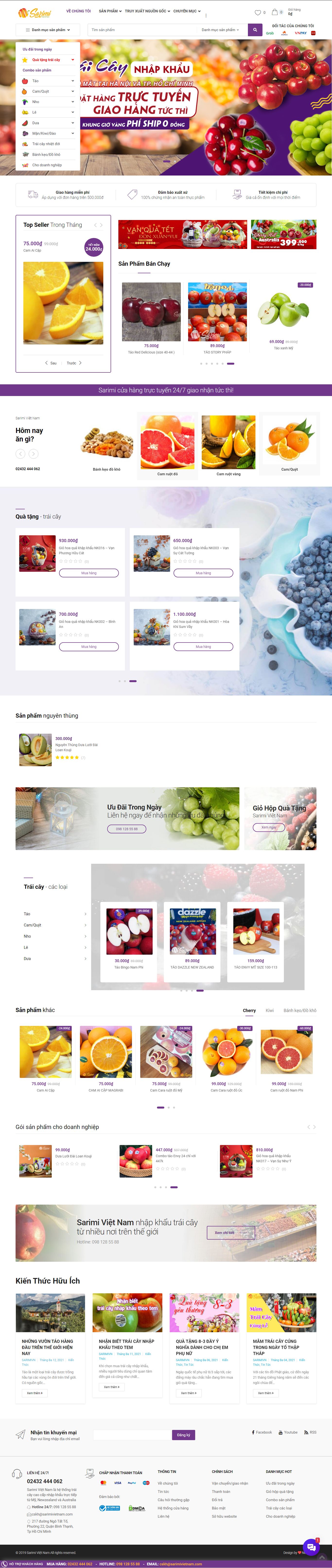 Thiết kế Website web bán hoa quả sạch - sarimivietnamcom