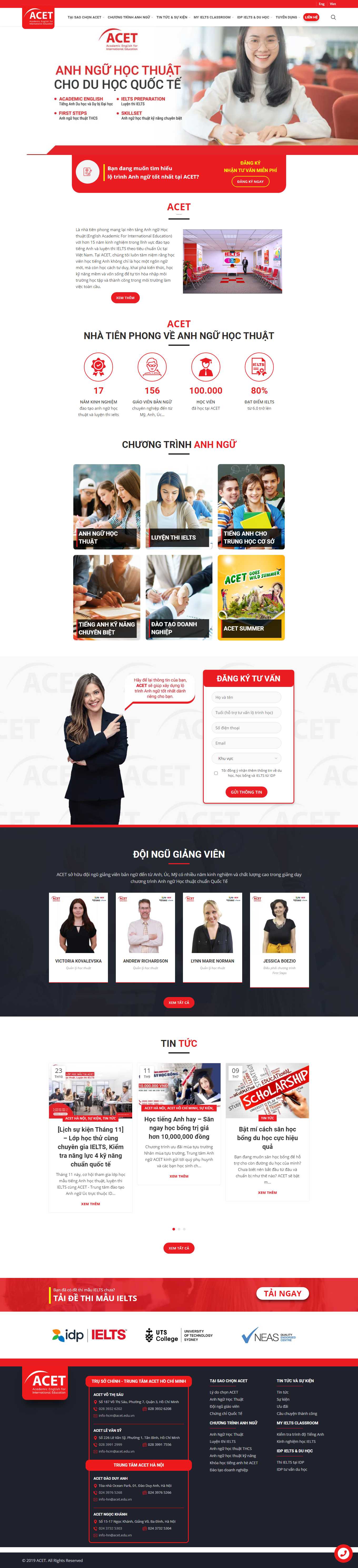 [etc] Thiết kế Website web trung tâm tiếng anh - aceteduvn