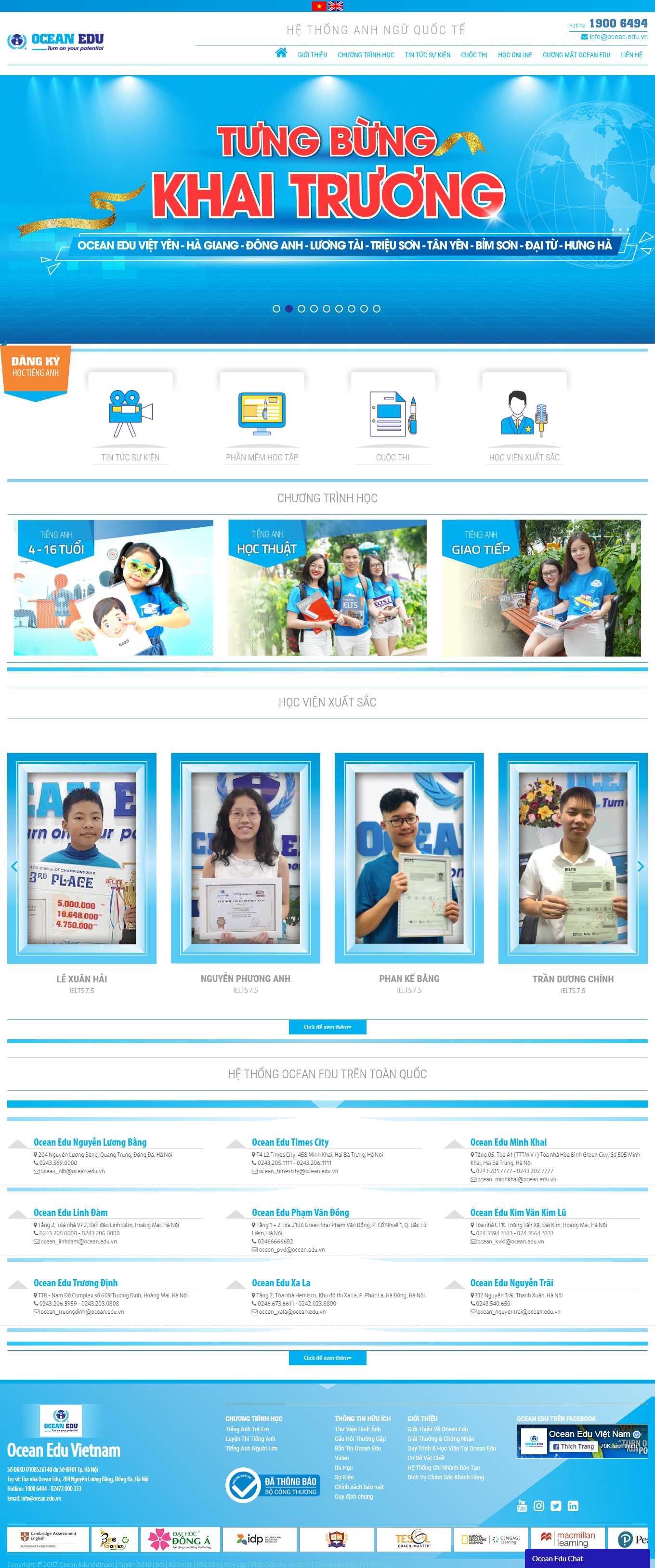 [etc] Thiết kế Website web trung tâm tiếng anh - oceaneduvn