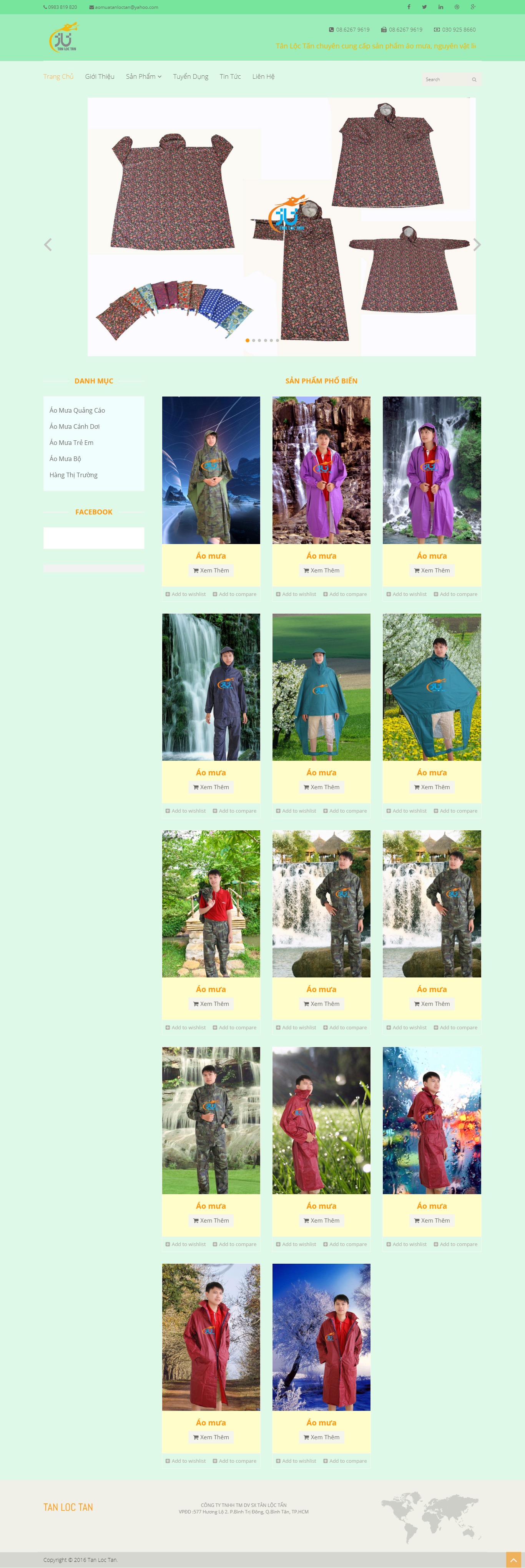 Thiết kế Website web bán áo mưa - wwwaomuatanloctancom